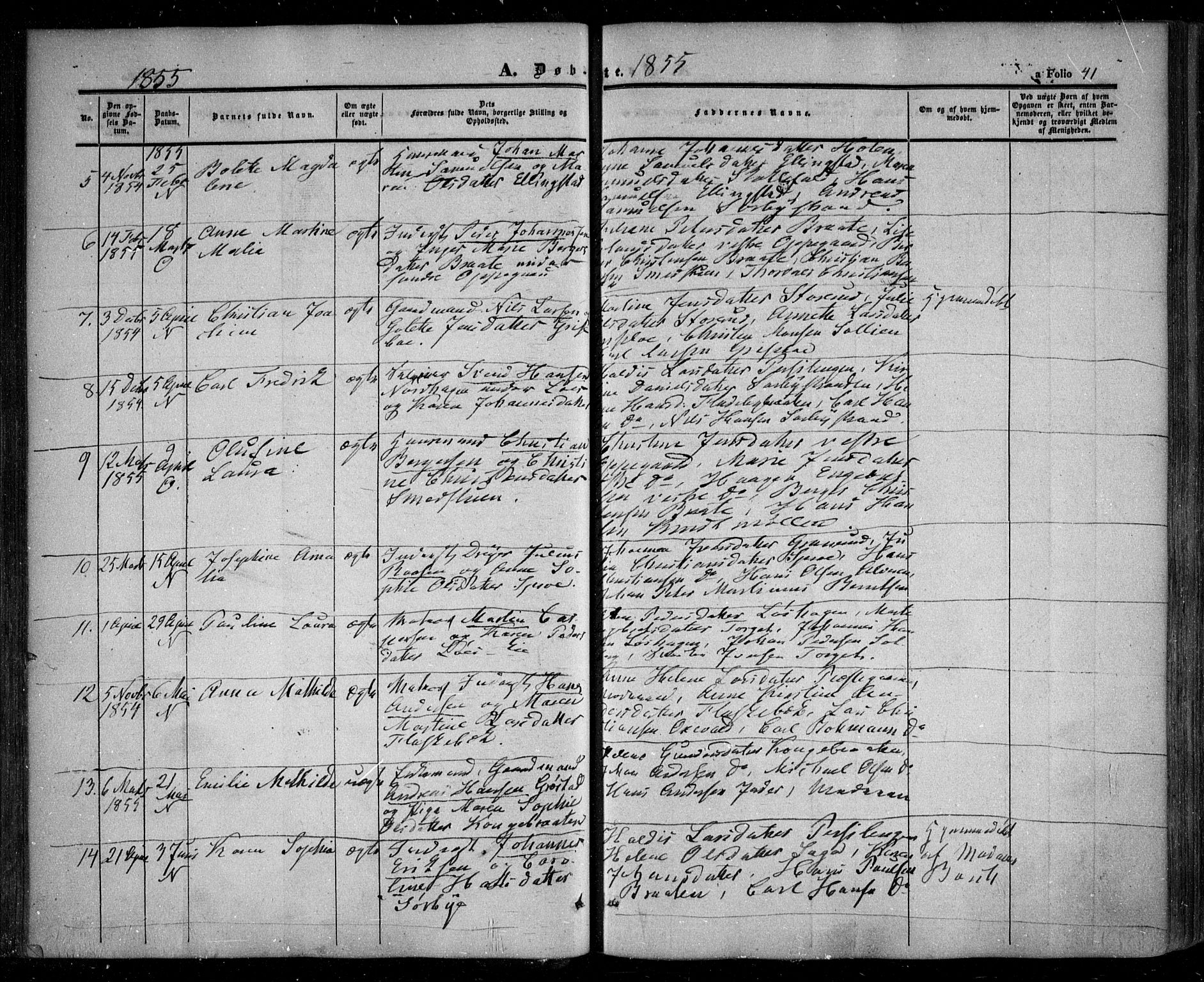 Nesodden prestekontor Kirkebøker, AV/SAO-A-10013/F/Fa/L0007: Parish register (official) no. I 7, 1848-1868, p. 41