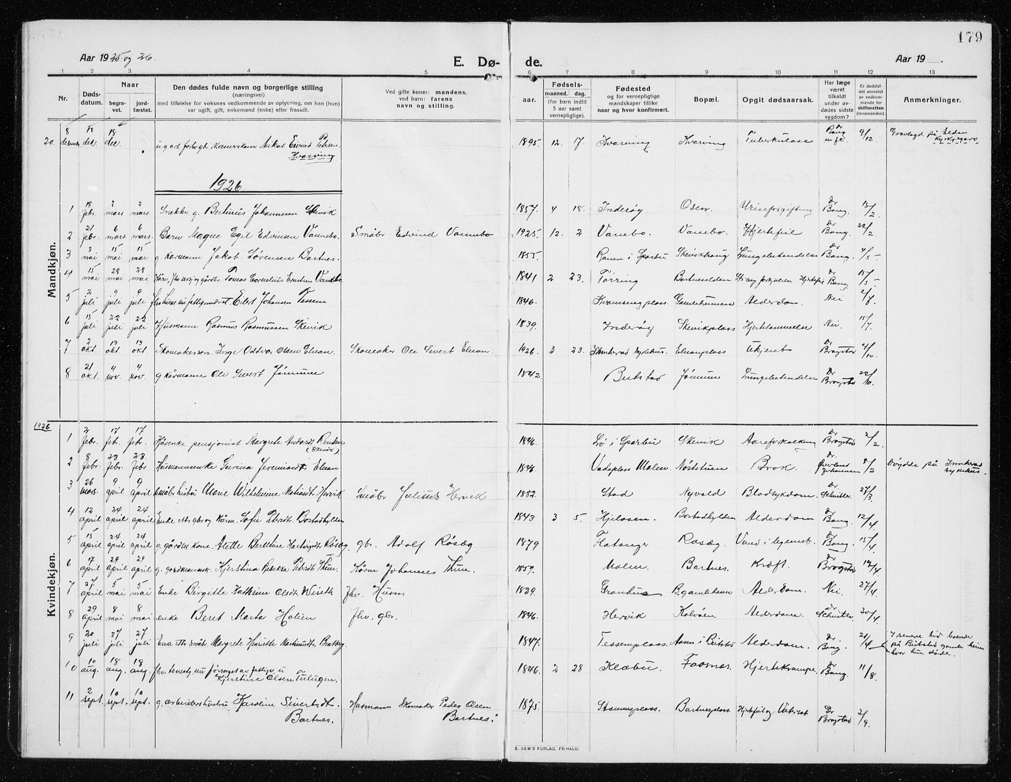 Ministerialprotokoller, klokkerbøker og fødselsregistre - Nord-Trøndelag, SAT/A-1458/741/L0402: Parish register (copy) no. 741C03, 1911-1926, p. 179
