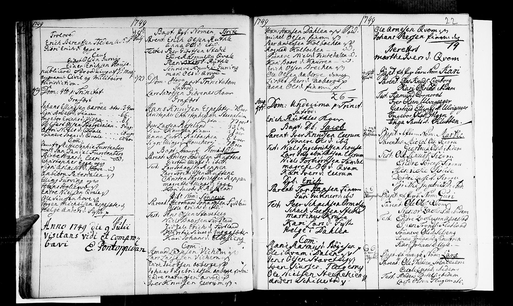 Sogndal sokneprestembete, AV/SAB-A-81301/H/Haa/Haaa/L0003: Parish register (official) no. A 3, 1747-1768, p. 22
