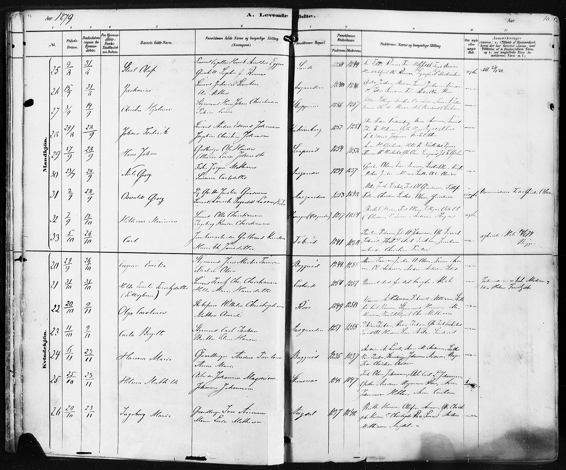 Borre kirkebøker, SAKO/A-338/F/Fa/L0009: Parish register (official) no. I 9, 1878-1896, p. 10