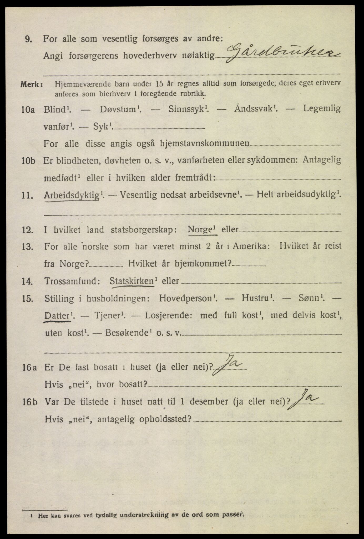 SAK, 1920 census for Lyngdal, 1920, p. 4800