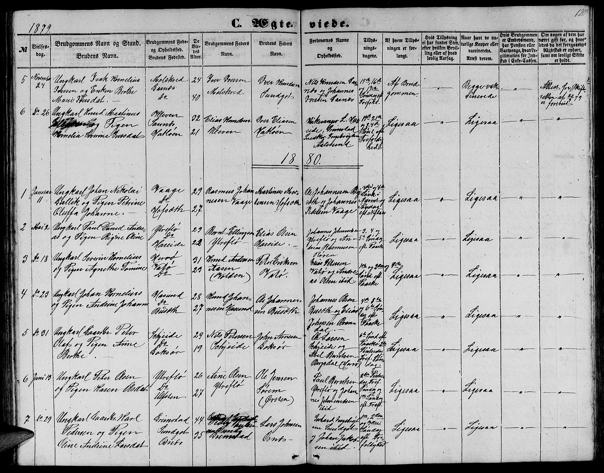 Ministerialprotokoller, klokkerbøker og fødselsregistre - Møre og Romsdal, SAT/A-1454/509/L0111: Parish register (copy) no. 509C01, 1854-1882, p. 120