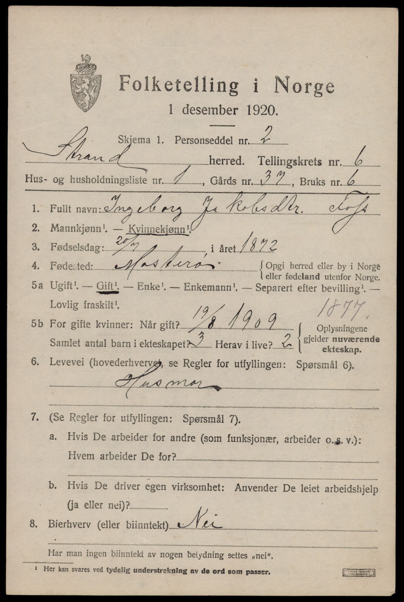 SAST, 1920 census for Strand, 1920, p. 4004