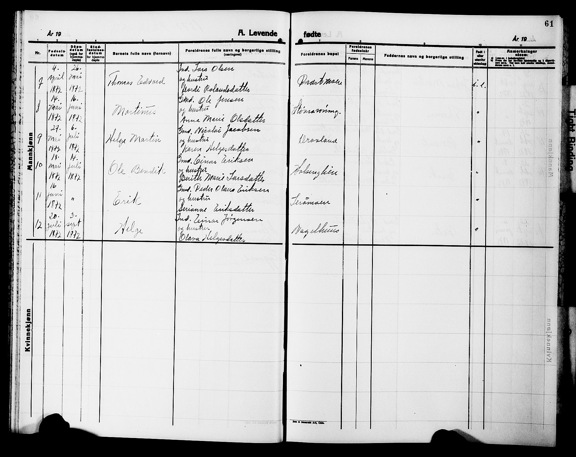 Ministerialprotokoller, klokkerbøker og fødselsregistre - Nord-Trøndelag, SAT/A-1458/749/L0485: Parish register (official) no. 749D01, 1857-1872, p. 61