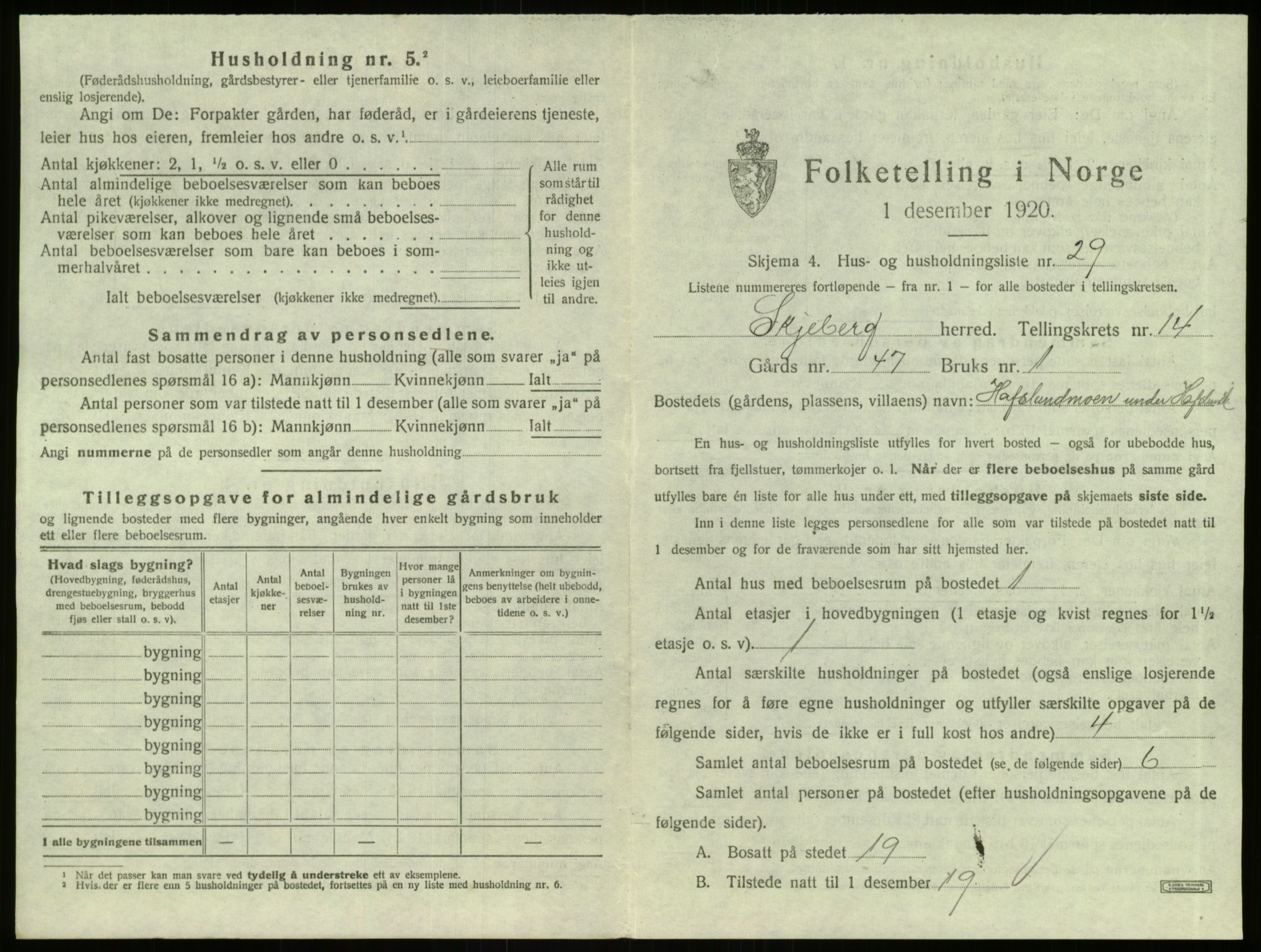 SAO, 1920 census for Skjeberg, 1920, p. 1980