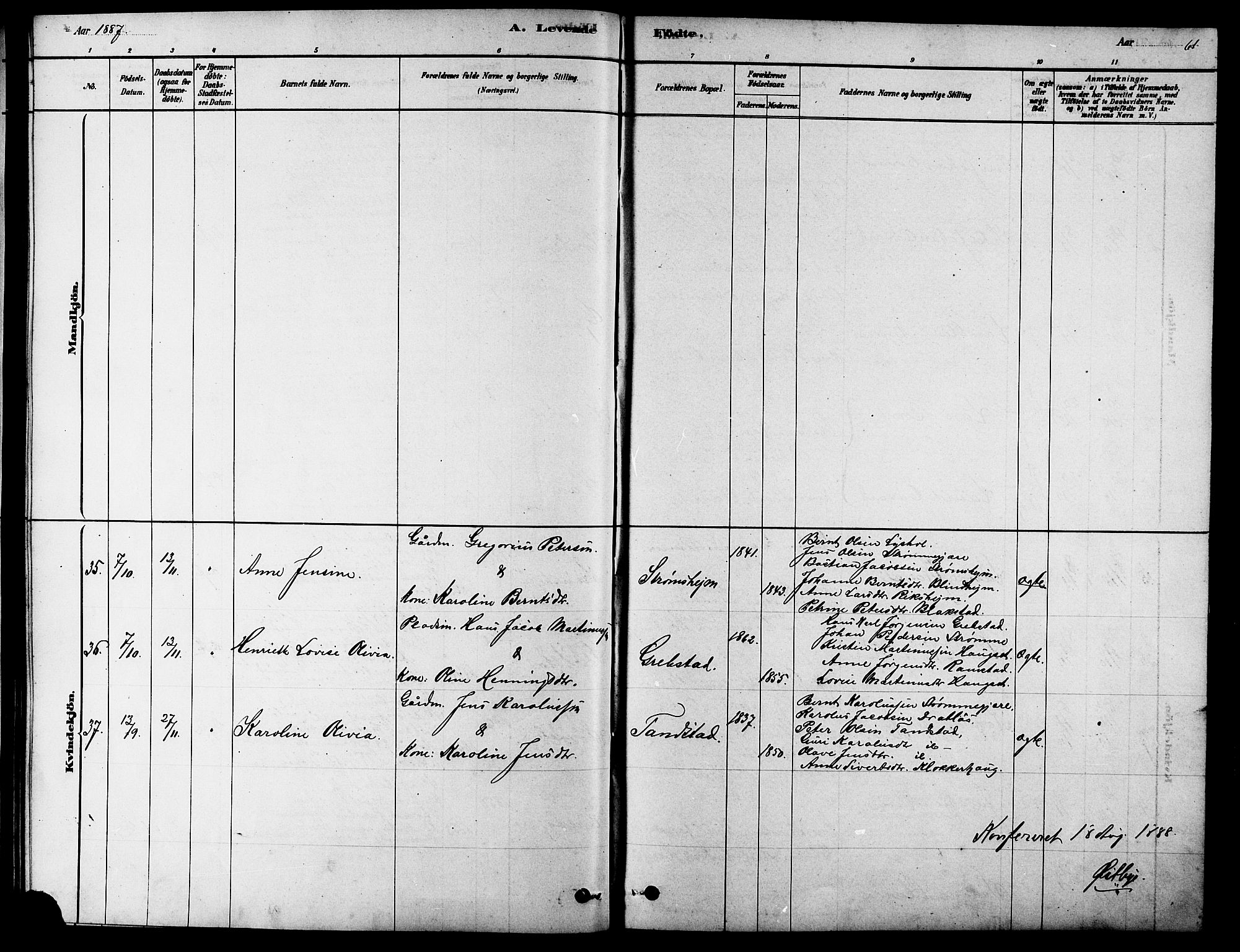 Ministerialprotokoller, klokkerbøker og fødselsregistre - Møre og Romsdal, SAT/A-1454/523/L0339: Parish register (copy) no. 523C02, 1878-1891, p. 61