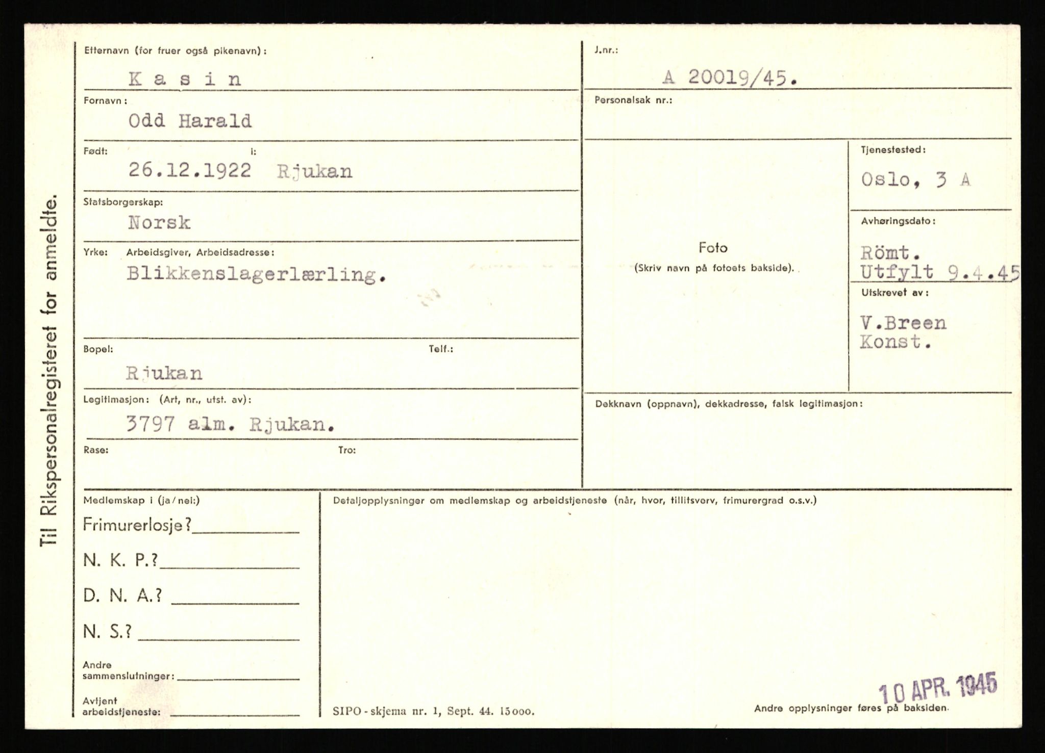 Statspolitiet - Hovedkontoret / Osloavdelingen, AV/RA-S-1329/C/Ca/L0008: Johan(nes)sen - Knoph, 1943-1945, p. 3884