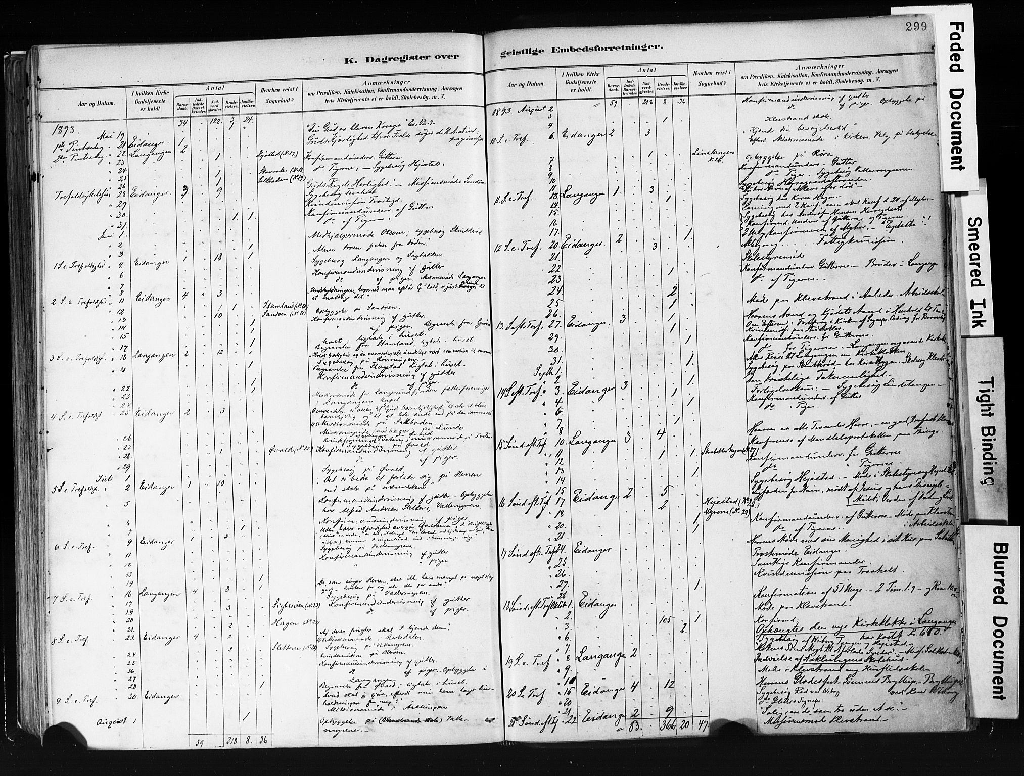 Eidanger kirkebøker, AV/SAKO-A-261/F/Fa/L0012: Parish register (official) no. 12, 1879-1900, p. 299