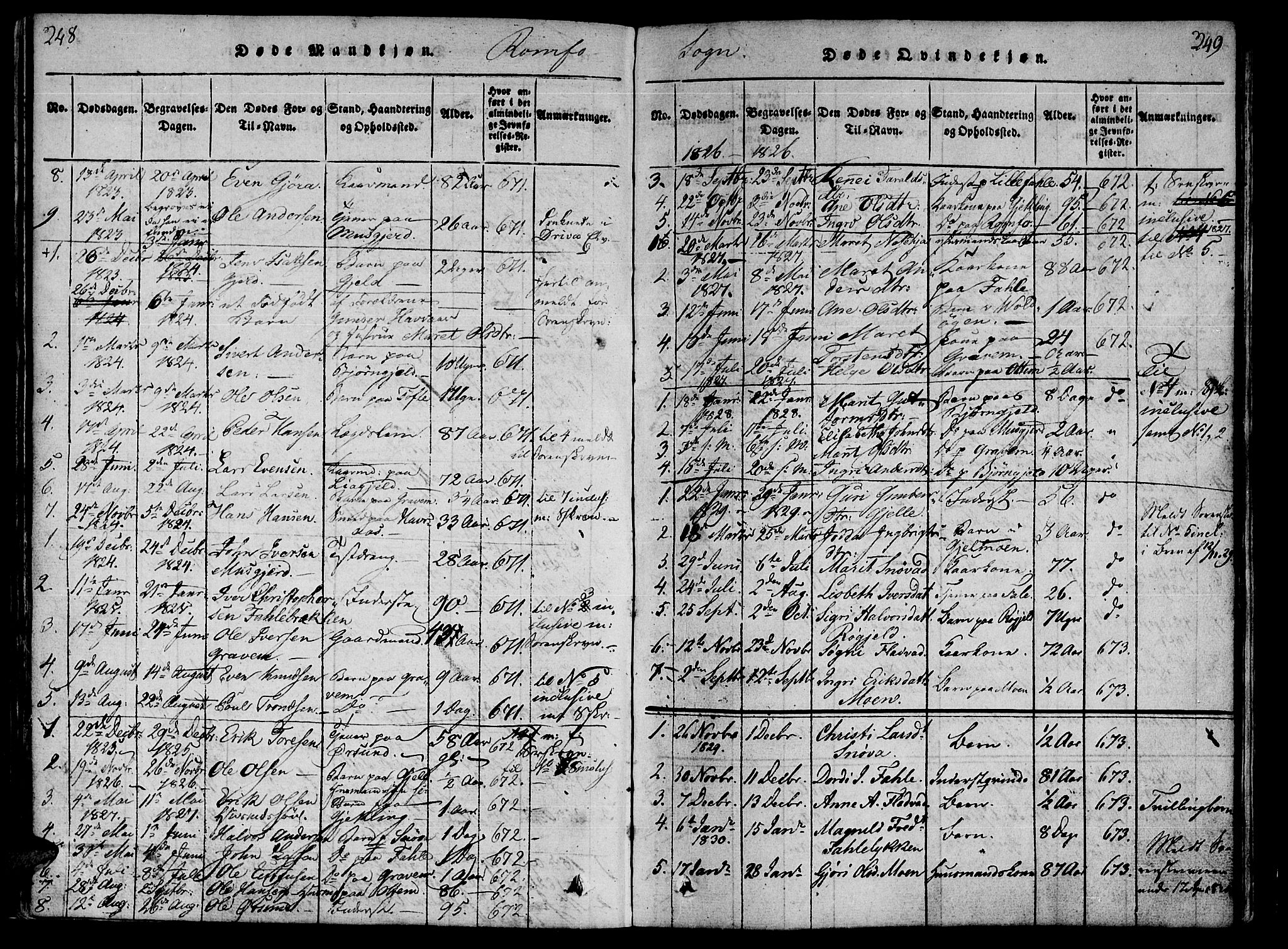 Ministerialprotokoller, klokkerbøker og fødselsregistre - Møre og Romsdal, SAT/A-1454/590/L1010: Parish register (official) no. 590A03 /2, 1820-1832, p. 248-249