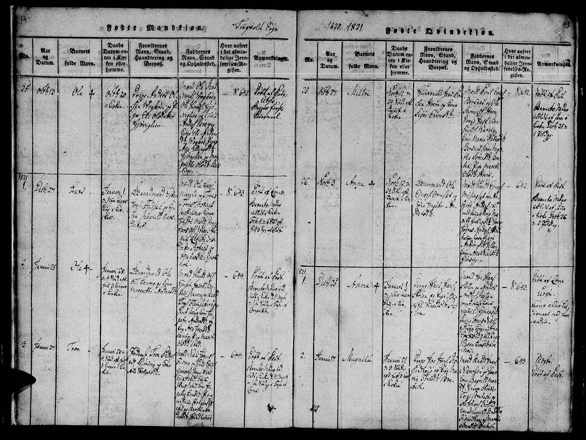 Ministerialprotokoller, klokkerbøker og fødselsregistre - Møre og Romsdal, AV/SAT-A-1454/586/L0982: Parish register (official) no. 586A08, 1819-1829, p. 14-15