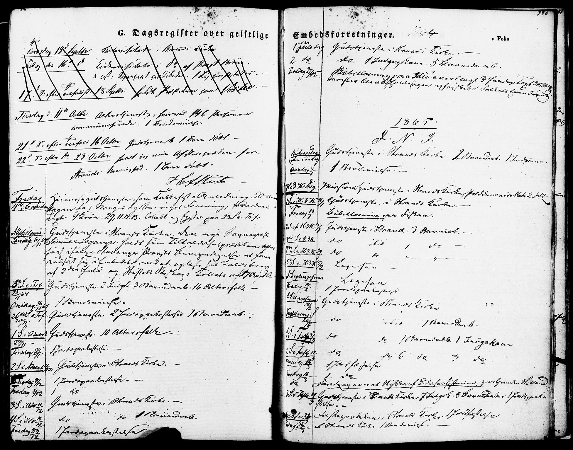 Strand sokneprestkontor, SAST/A-101828/H/Ha/Haa/L0007: Parish register (official) no. A 7, 1855-1881, p. 396