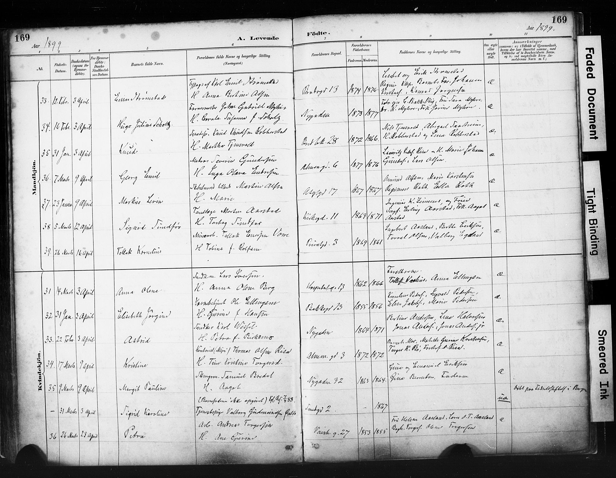 St. Petri sokneprestkontor, AV/SAST-A-101813/001/30/30BA/L0019: Parish register (official) no. A 20, 1888-1901, p. 169