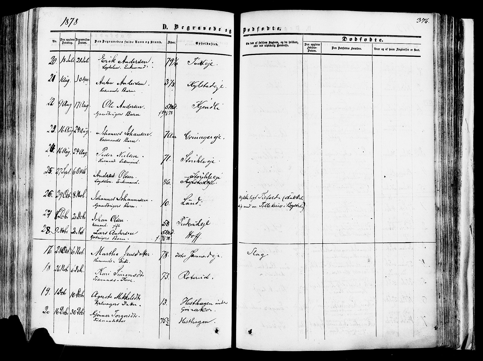 Vang prestekontor, Hedmark, SAH/PREST-008/H/Ha/Haa/L0013: Parish register (official) no. 13, 1855-1879, p. 376