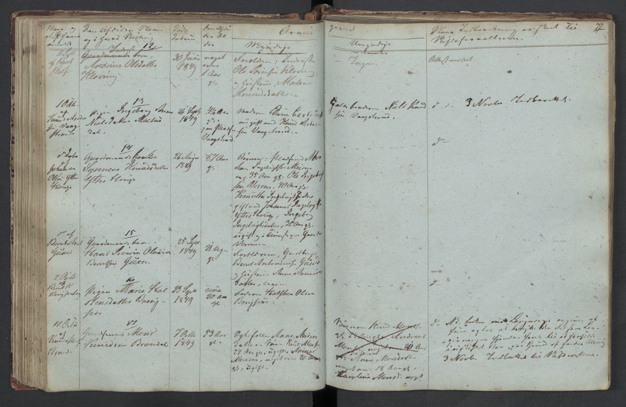 Herøy og Sande lensmannskontor, AV/SAT-A-5655/2/2/L0039: Dødsfallprotokoll, 1841-1856, p. 70b-71a