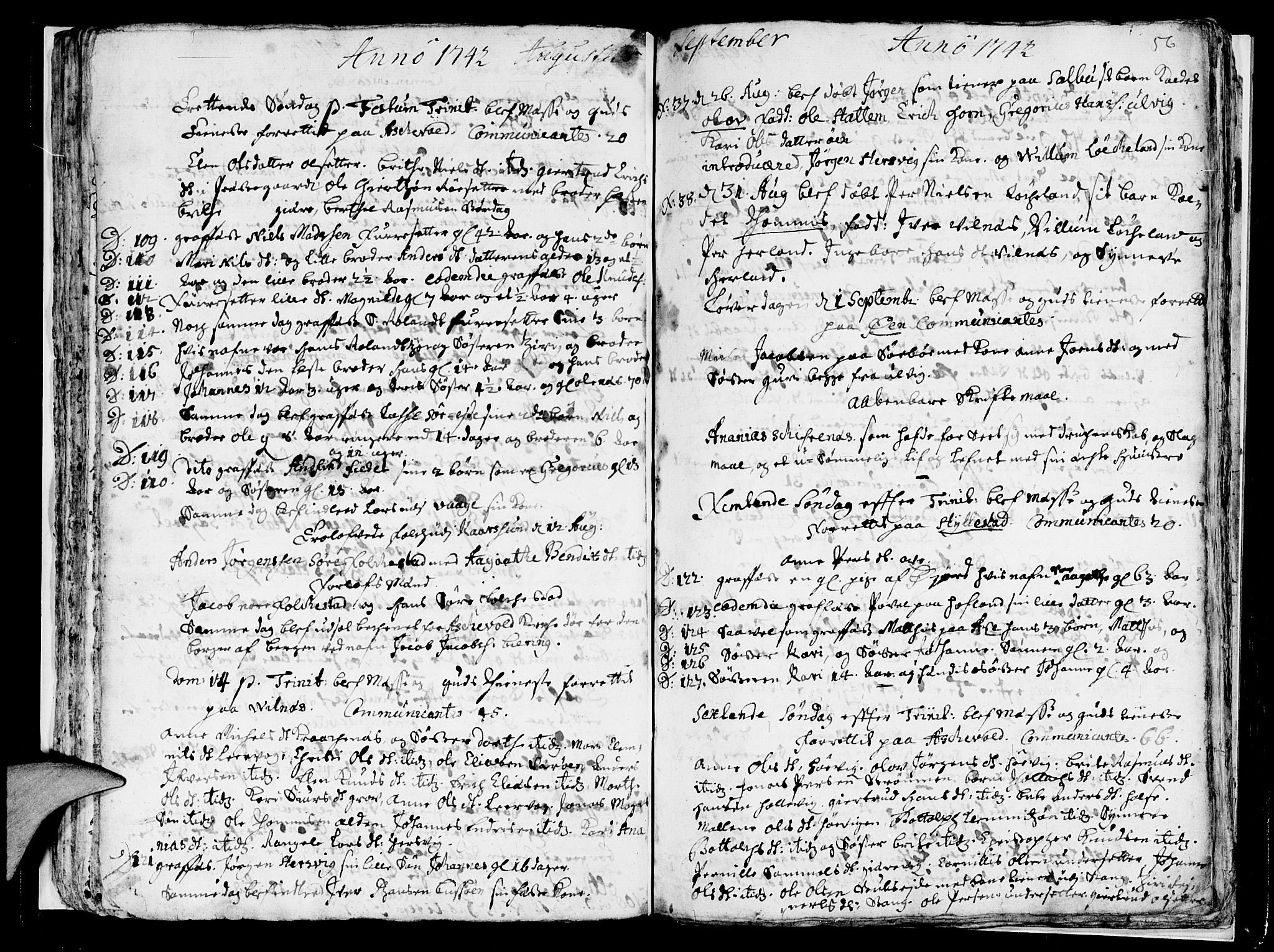 Askvoll sokneprestembete, SAB/A-79501/H/Haa/Haaa/L0007: Parish register (official) no. A 7, 1739-1748, p. 56