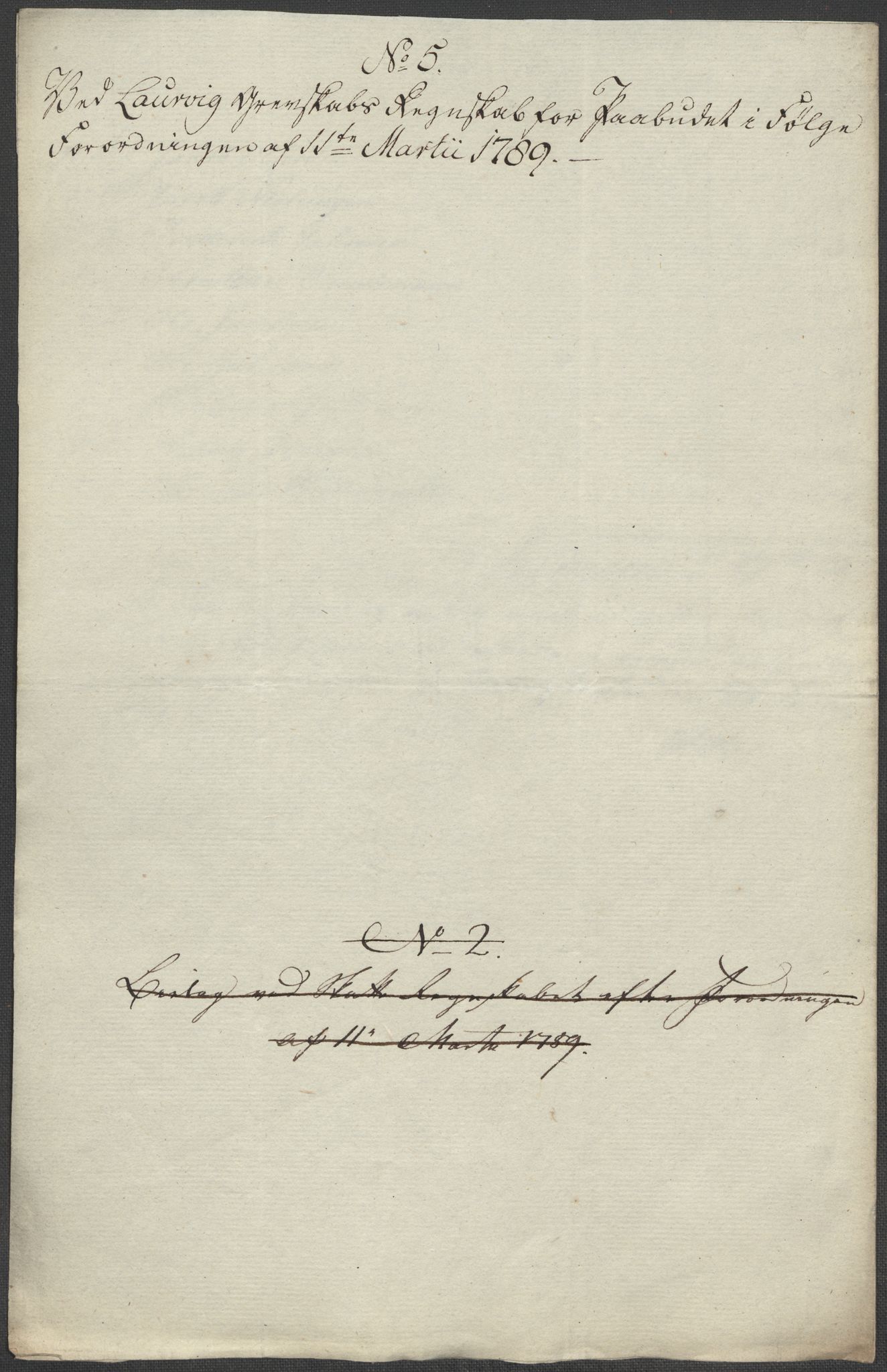 Rentekammeret inntil 1814, Reviderte regnskaper, Mindre regnskaper, AV/RA-EA-4068/Rf/Rfe/L0021: Larvik grevskap, Lista fogderi, 1789, p. 12