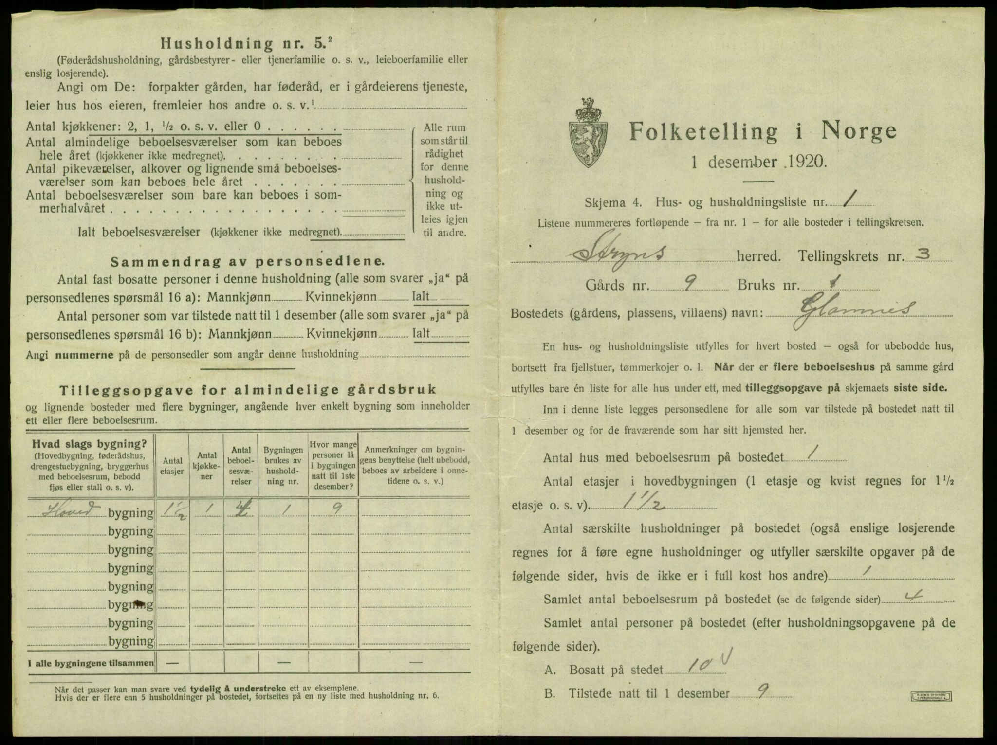 SAB, 1920 census for Stryn, 1920, p. 107