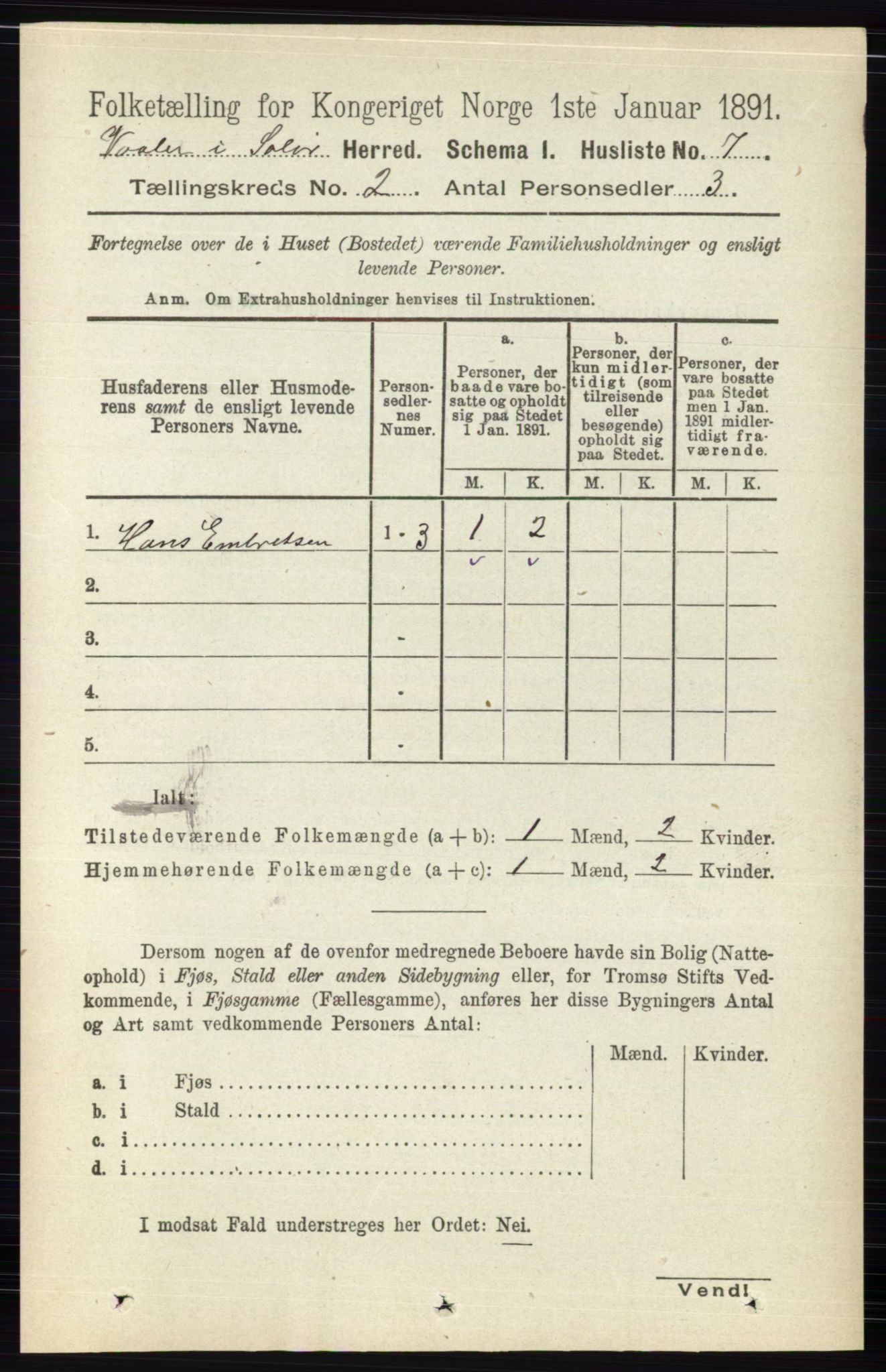 RA, 1891 census for 0426 Våler, 1891, p. 436