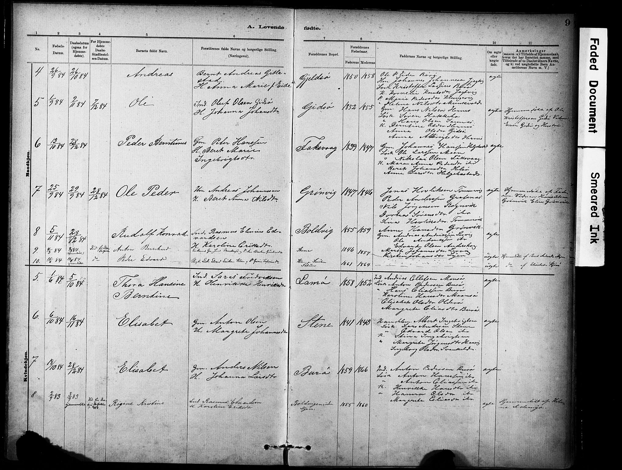 Ministerialprotokoller, klokkerbøker og fødselsregistre - Sør-Trøndelag, SAT/A-1456/635/L0551: Parish register (official) no. 635A01, 1882-1899, p. 9