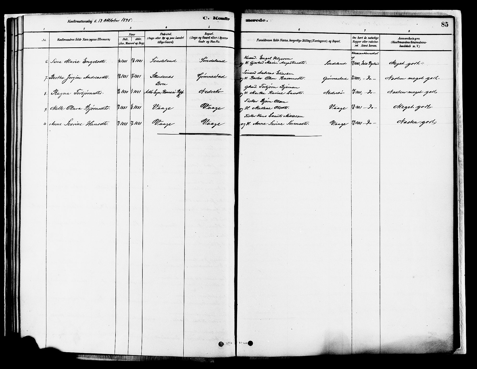 Tysvær sokneprestkontor, AV/SAST-A -101864/H/Ha/Haa/L0007: Parish register (official) no. A 7, 1878-1897, p. 85