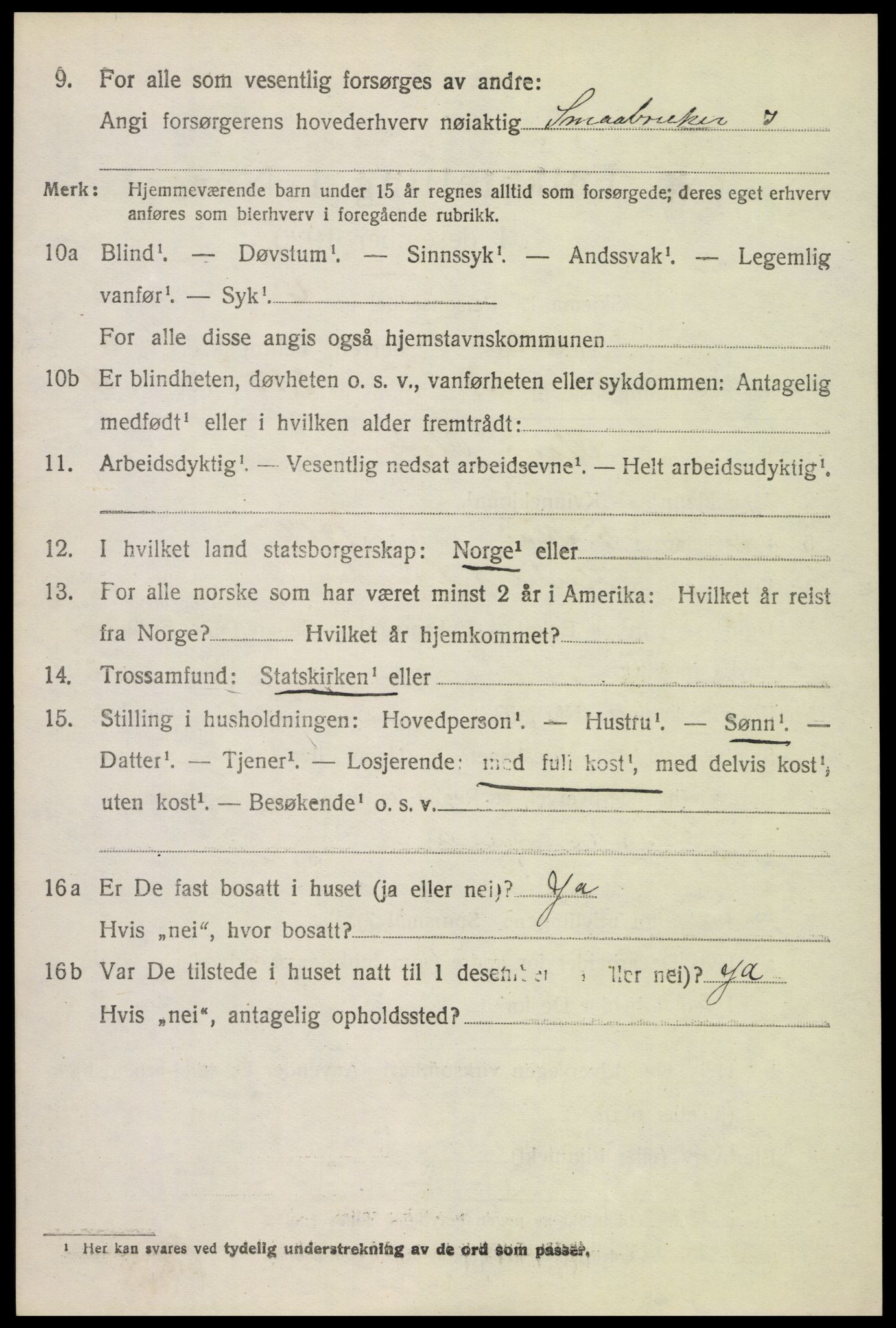 SAH, 1920 census for Kolbu, 1920, p. 5077