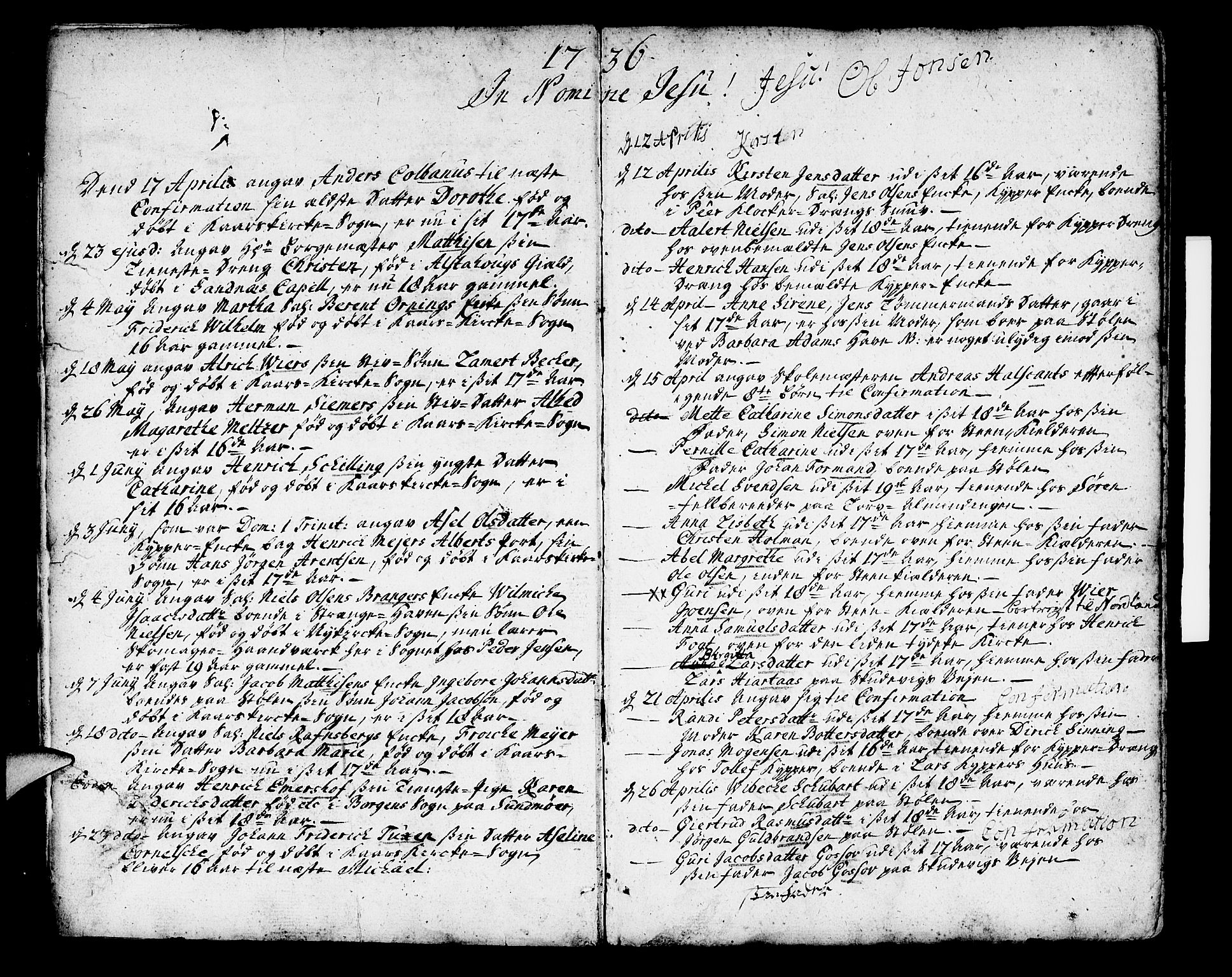Korskirken sokneprestembete, SAB/A-76101/H/Haa/L0007: Parish register (official) no. A 7, 1736-1839, p. 2