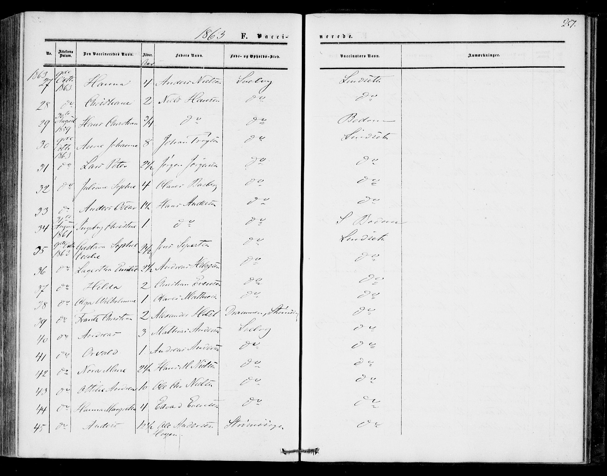 Strømm kirkebøker, SAKO/A-322/F/Fa/L0001: Parish register (official) no. I 1, 1861-1869, p. 257