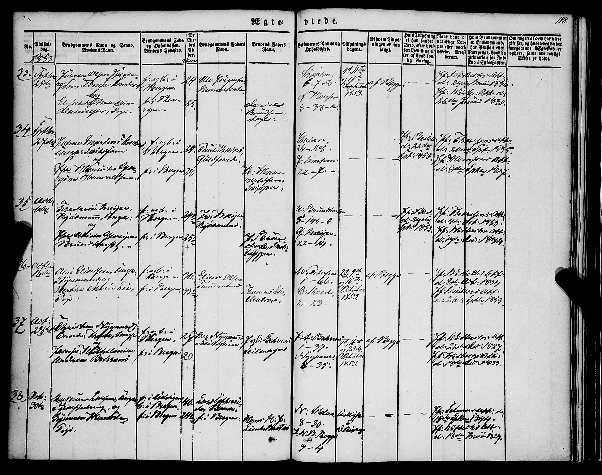 Nykirken Sokneprestembete, AV/SAB-A-77101/H/Haa/L0031: Parish register (official) no. D 1, 1834-1861, p. 118