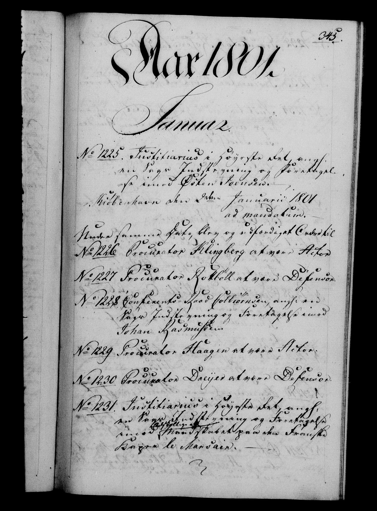 Danske Kanselli 1800-1814, RA/EA-3024/H/Hf/Hfb/Hfba/L0001: Registranter, 1800-1801, p. 345a