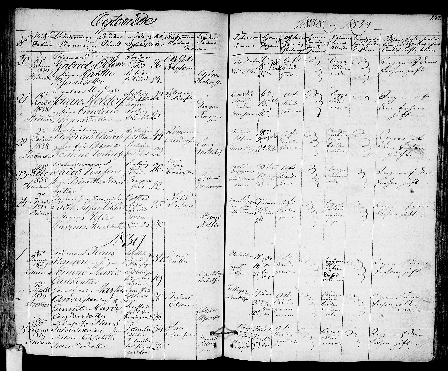 Hurum kirkebøker, SAKO/A-229/F/Fa/L0010: Parish register (official) no. 10, 1827-1846, p. 287