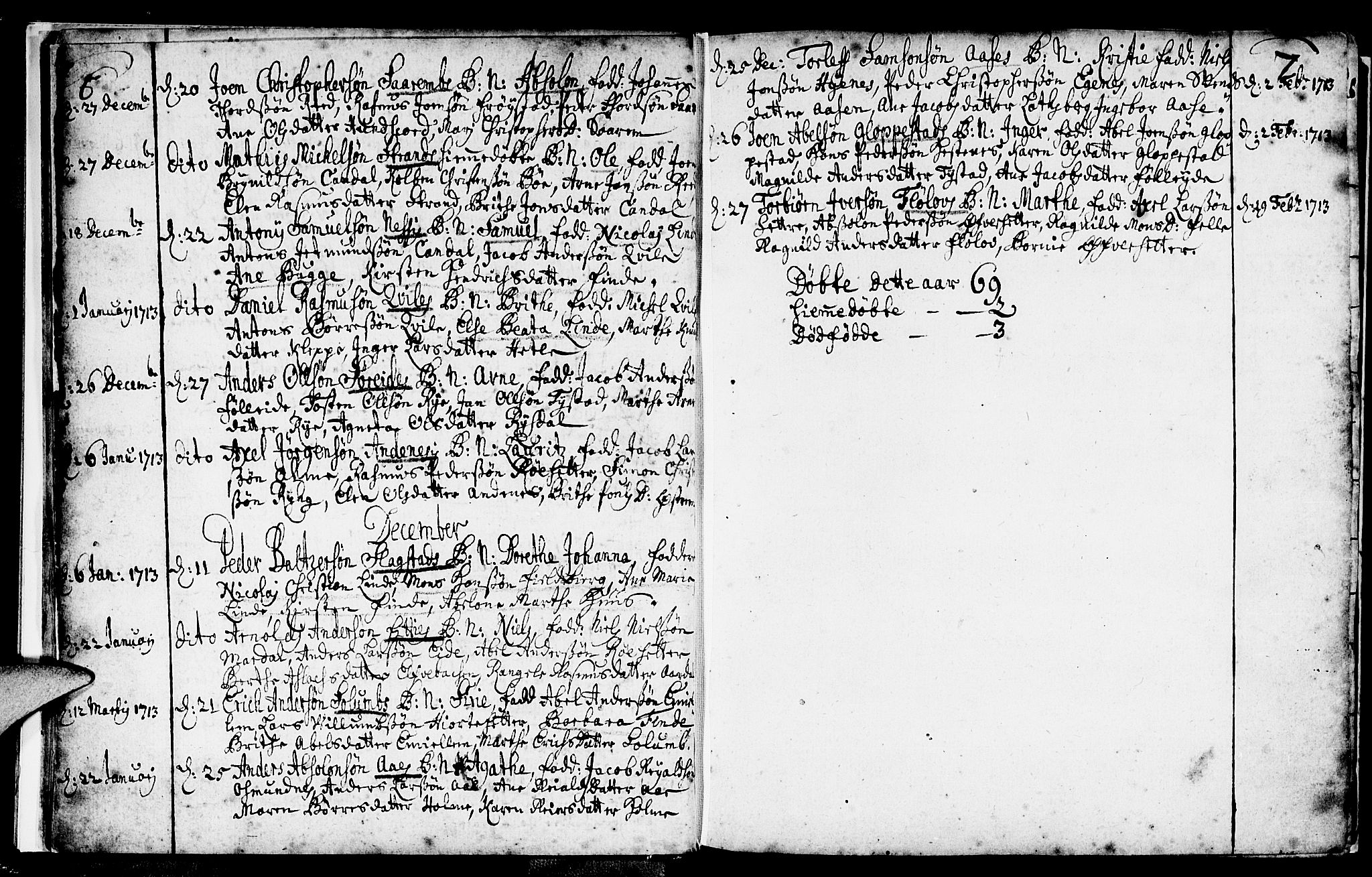 Gloppen sokneprestembete, SAB/A-80101/H/Haa/Haaa/L0002: Parish register (official) no. A 2, 1712-1735, p. 6-7