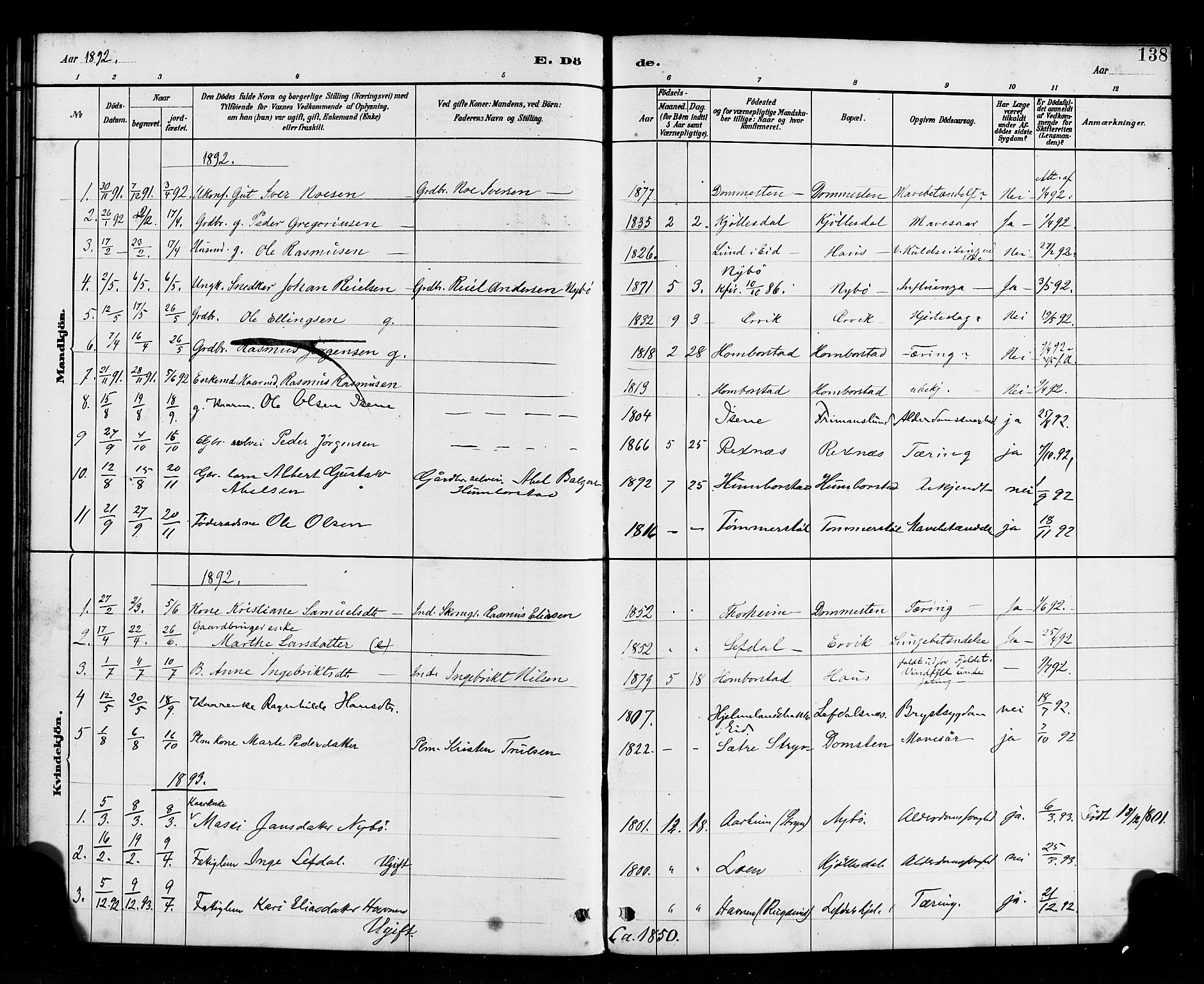 Davik sokneprestembete, AV/SAB-A-79701/H/Haa/Haab/L0001: Parish register (official) no. B 1, 1882-1900, p. 138