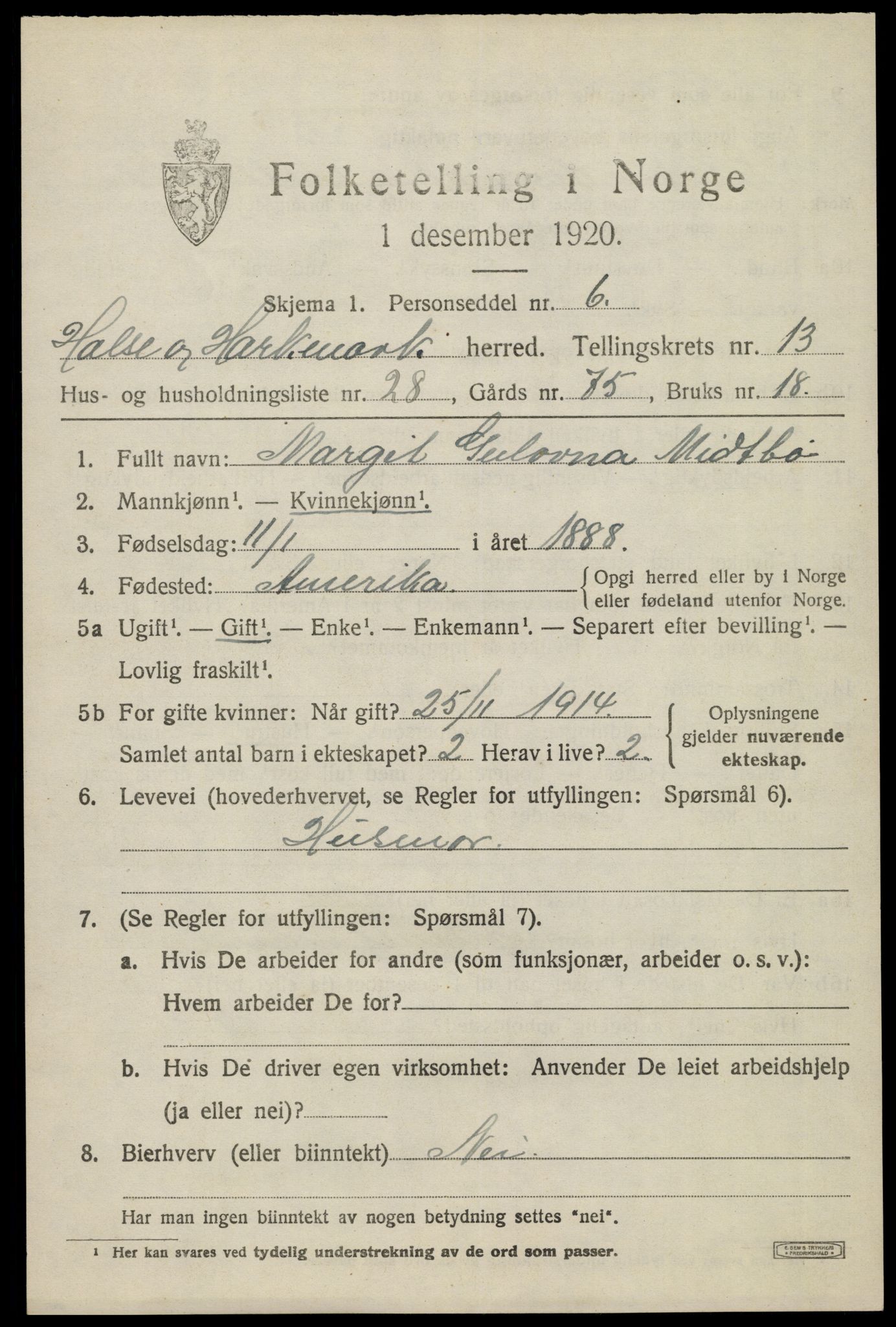 SAK, 1920 census for Halse og Harkmark, 1920, p. 7247