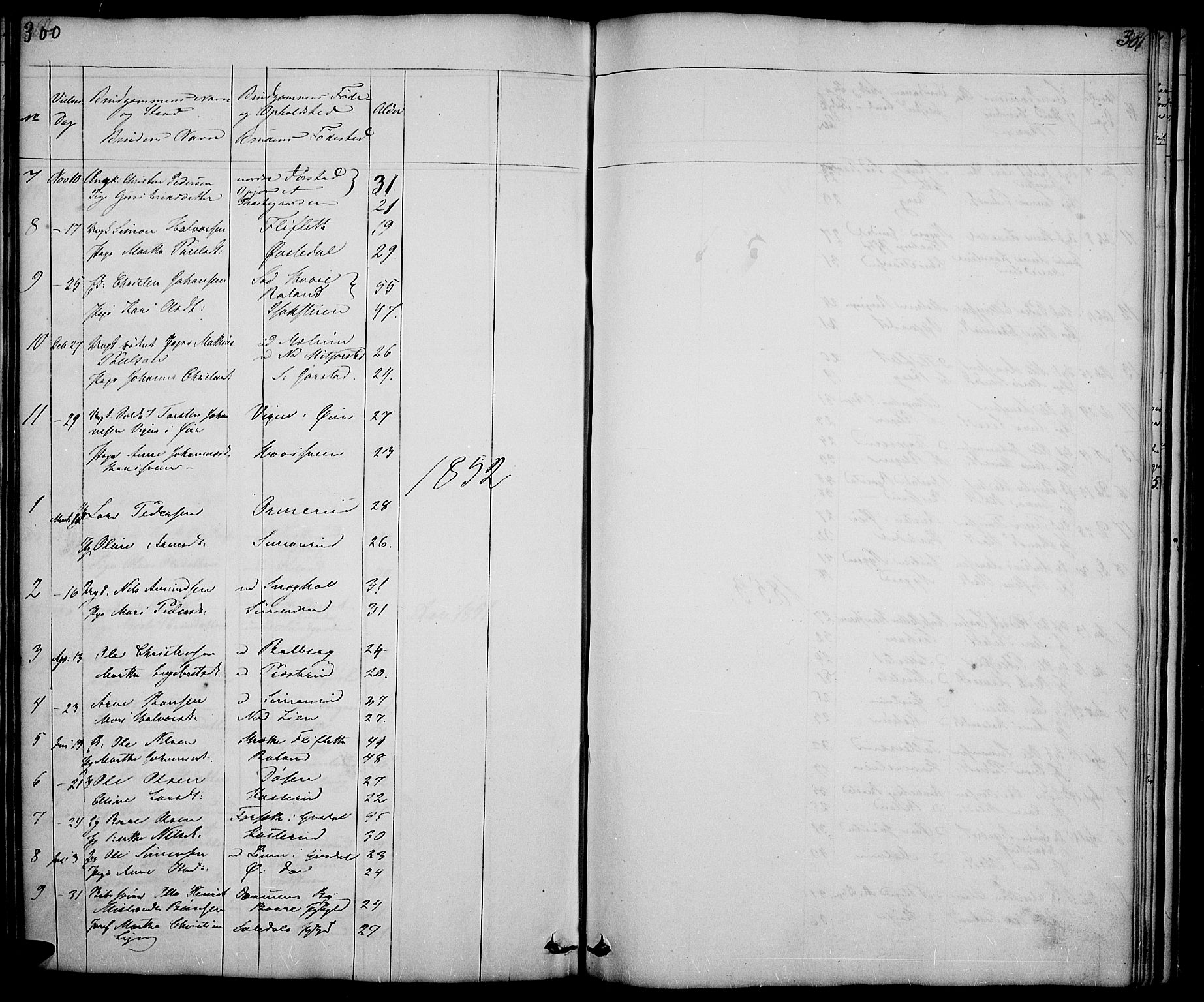 Fåberg prestekontor, SAH/PREST-086/H/Ha/Hab/L0005: Parish register (copy) no. 5, 1837-1864, p. 300-301