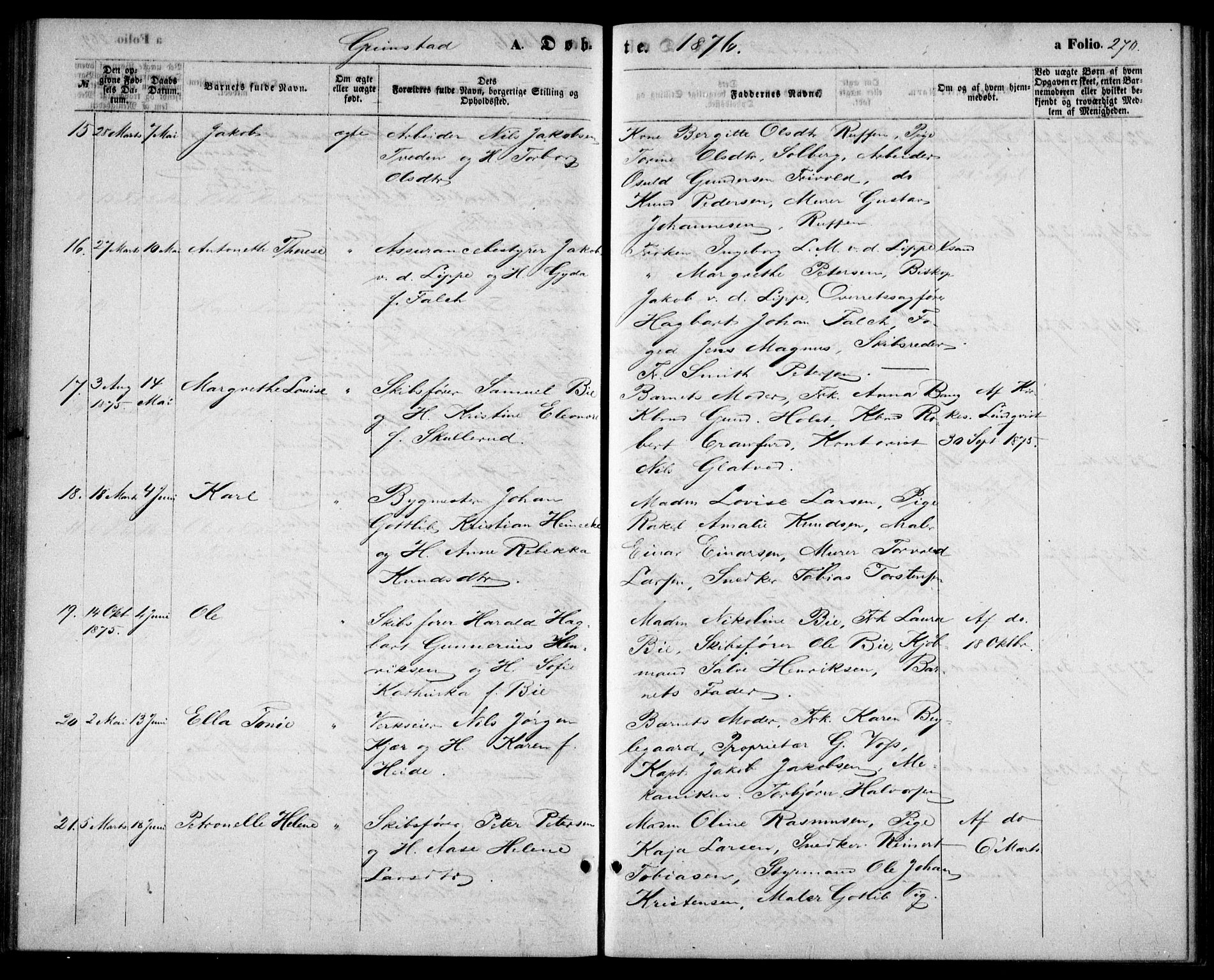 Fjære sokneprestkontor, AV/SAK-1111-0011/F/Fb/L0009: Parish register (copy) no. B 9, 1867-1870, p. 270