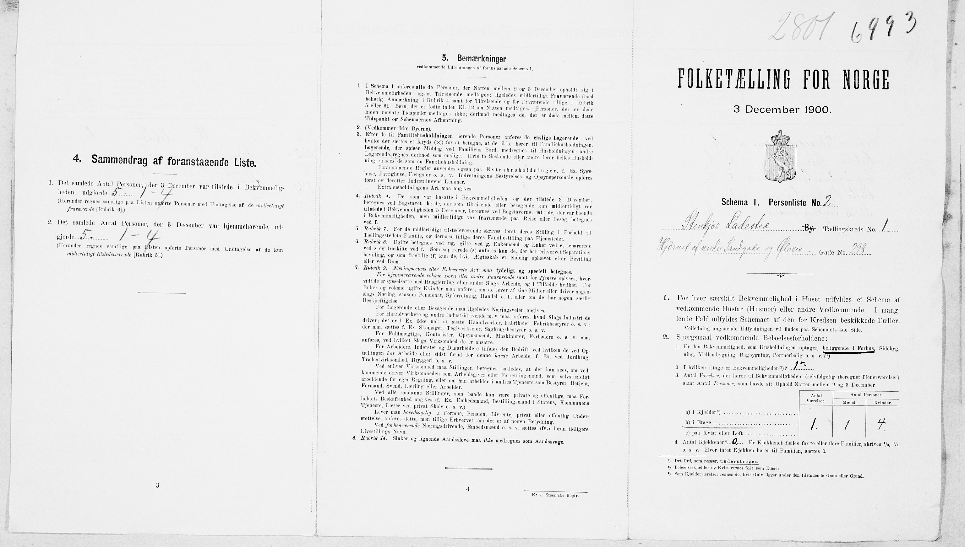 SAT, 1900 census for Steinkjer, 1900, p. 22