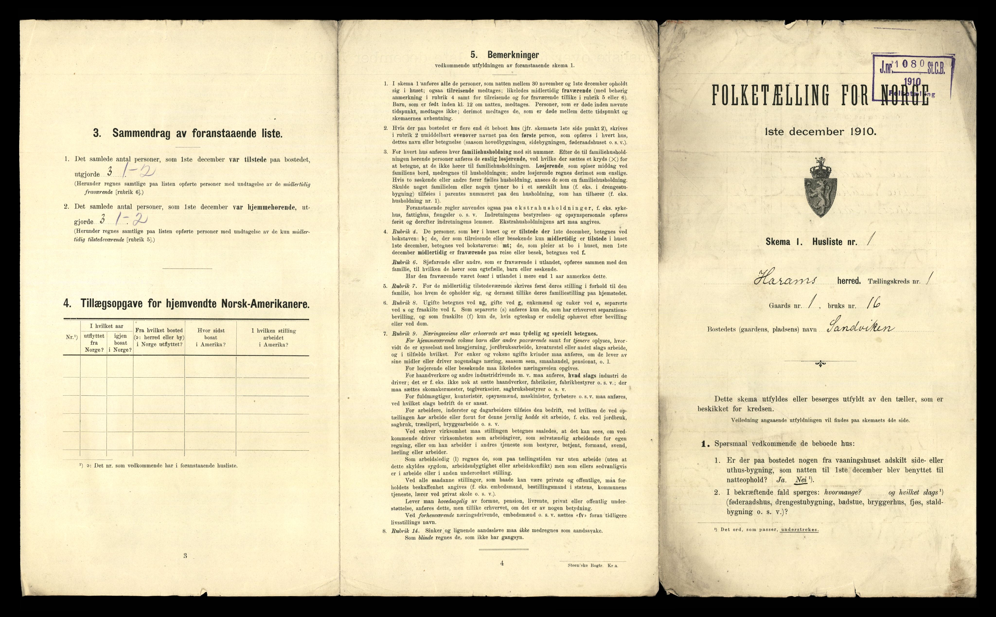 RA, 1910 census for Haram, 1910, p. 27