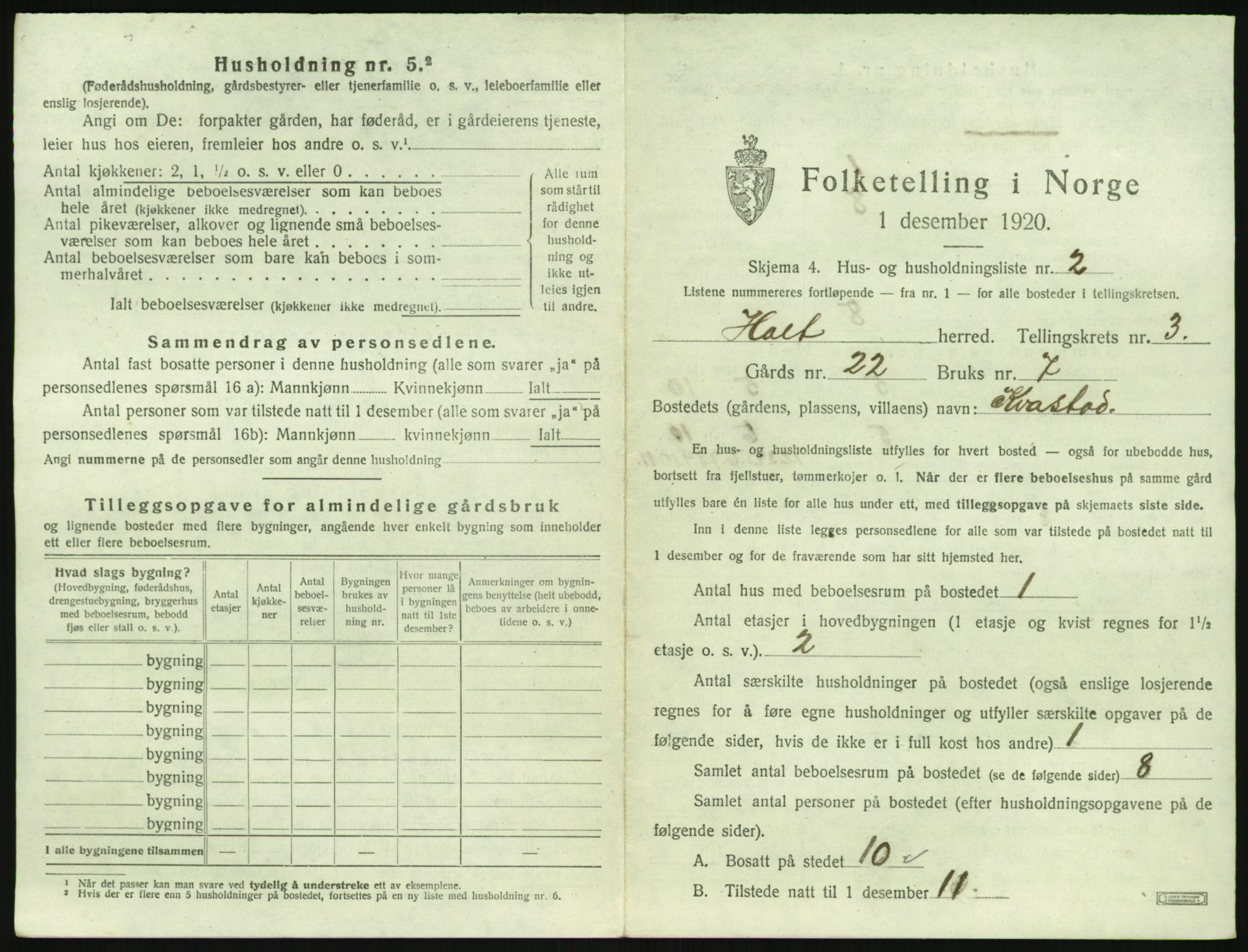 SAK, 1920 census for Holt, 1920, p. 238