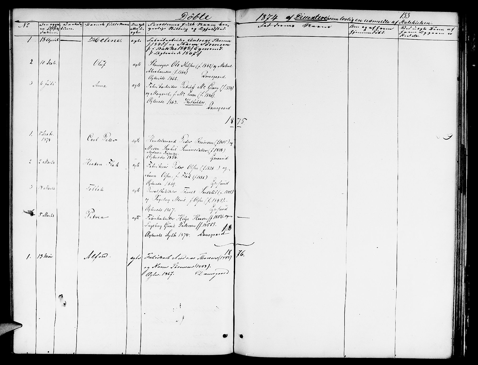 Eigersund sokneprestkontor, SAST/A-101807/S09/L0005: Parish register (copy) no. B 5, 1872-1881, p. 153