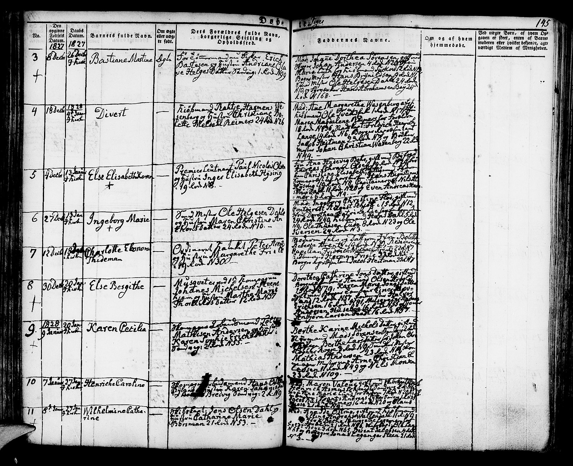 Korskirken sokneprestembete, AV/SAB-A-76101/H/Hab: Parish register (copy) no. A 3, 1821-1831, p. 145