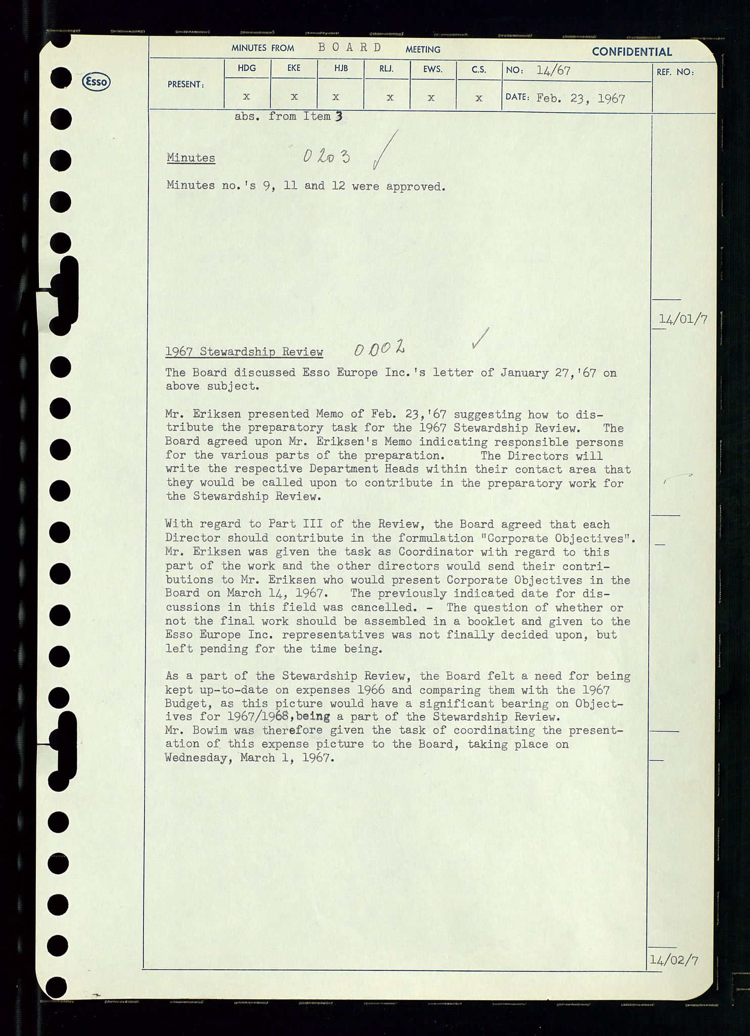 Pa 0982 - Esso Norge A/S, AV/SAST-A-100448/A/Aa/L0002/0003: Den administrerende direksjon Board minutes (styrereferater) / Den administrerende direksjon Board minutes (styrereferater), 1967, p. 28