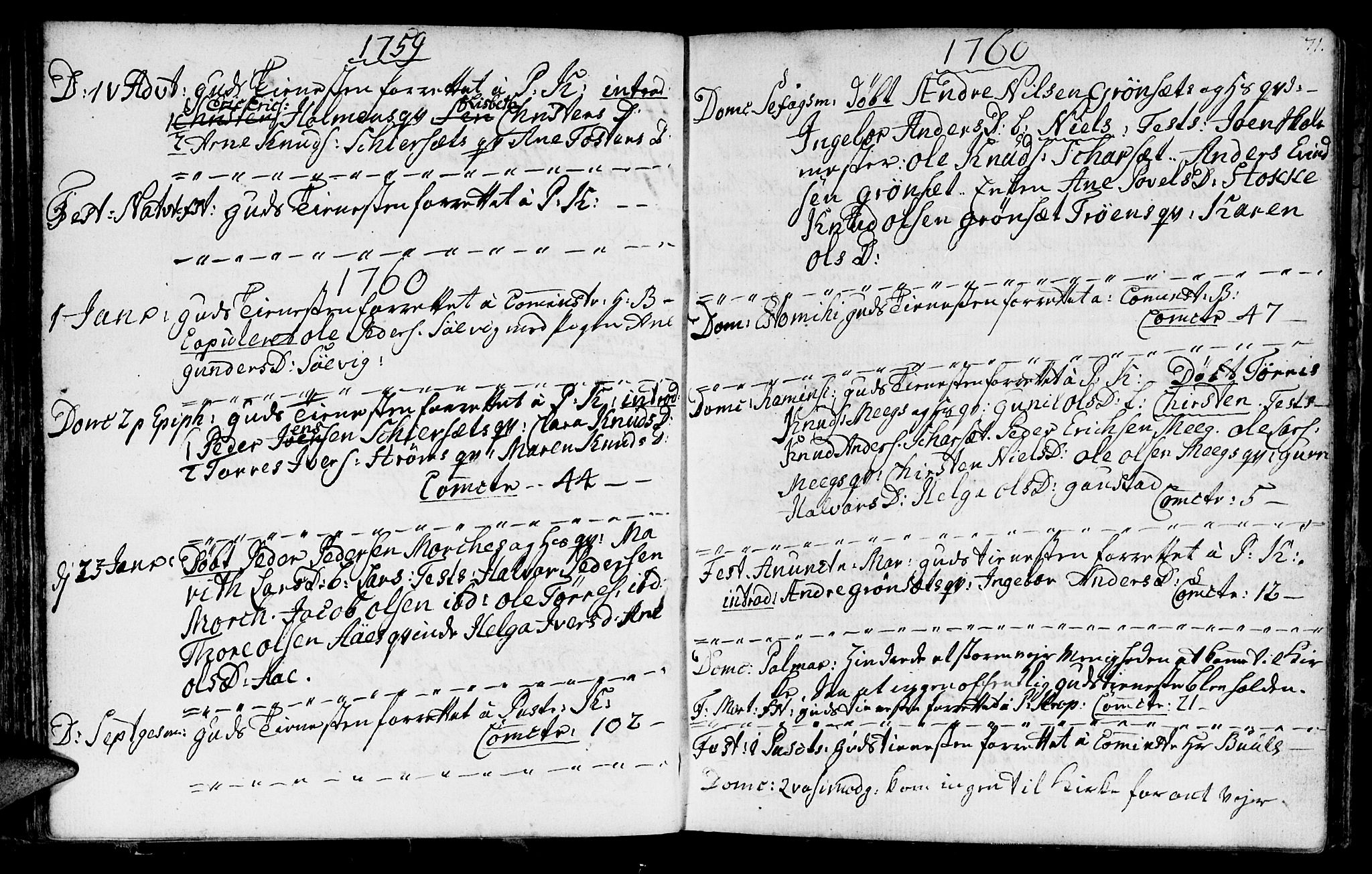 Ministerialprotokoller, klokkerbøker og fødselsregistre - Møre og Romsdal, SAT/A-1454/568/L0798: Parish register (official) no. 568A07, 1753-1780, p. 70-71
