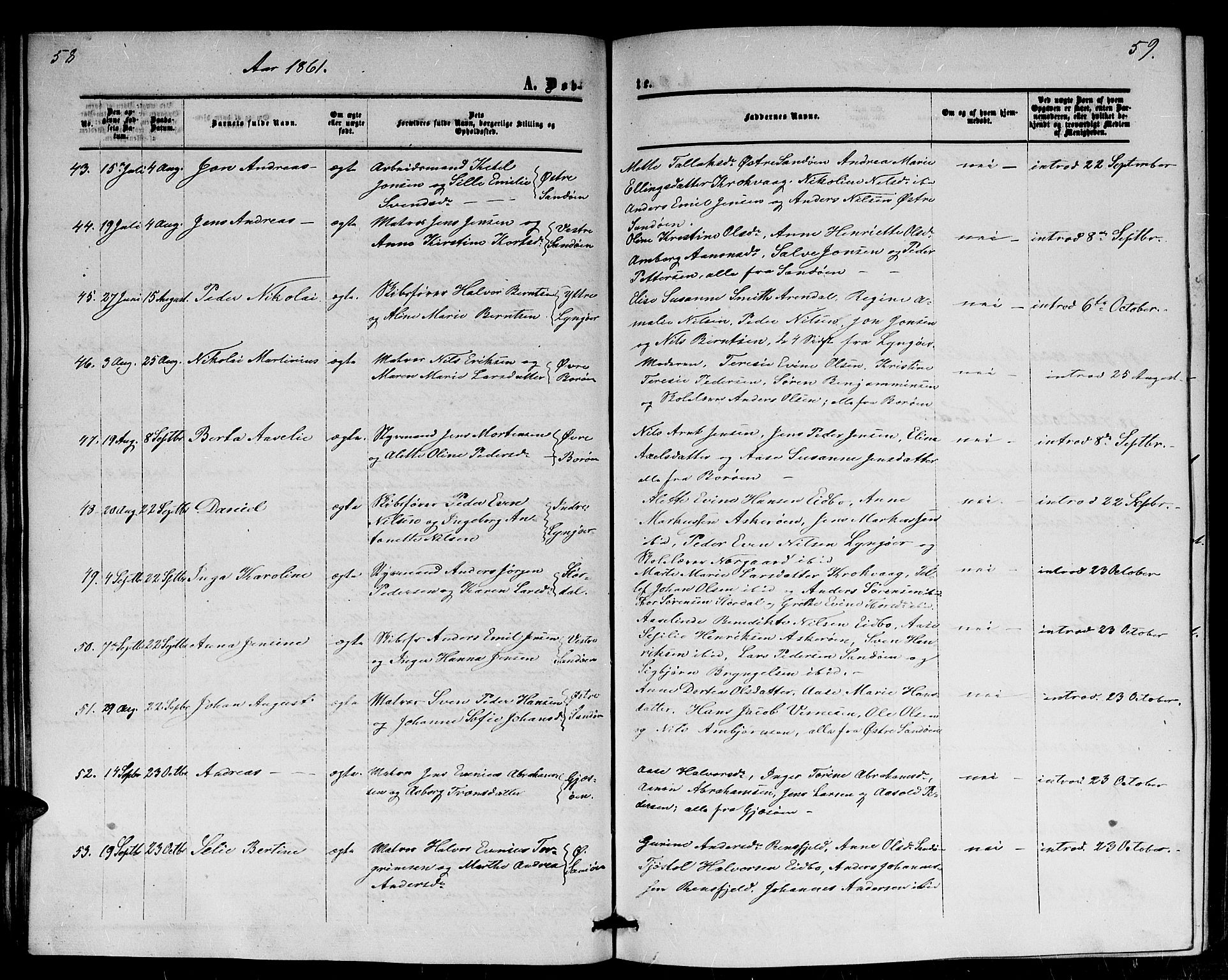 Dypvåg sokneprestkontor, AV/SAK-1111-0007/F/Fb/Fba/L0011: Parish register (copy) no. B 11, 1857-1872, p. 58-59