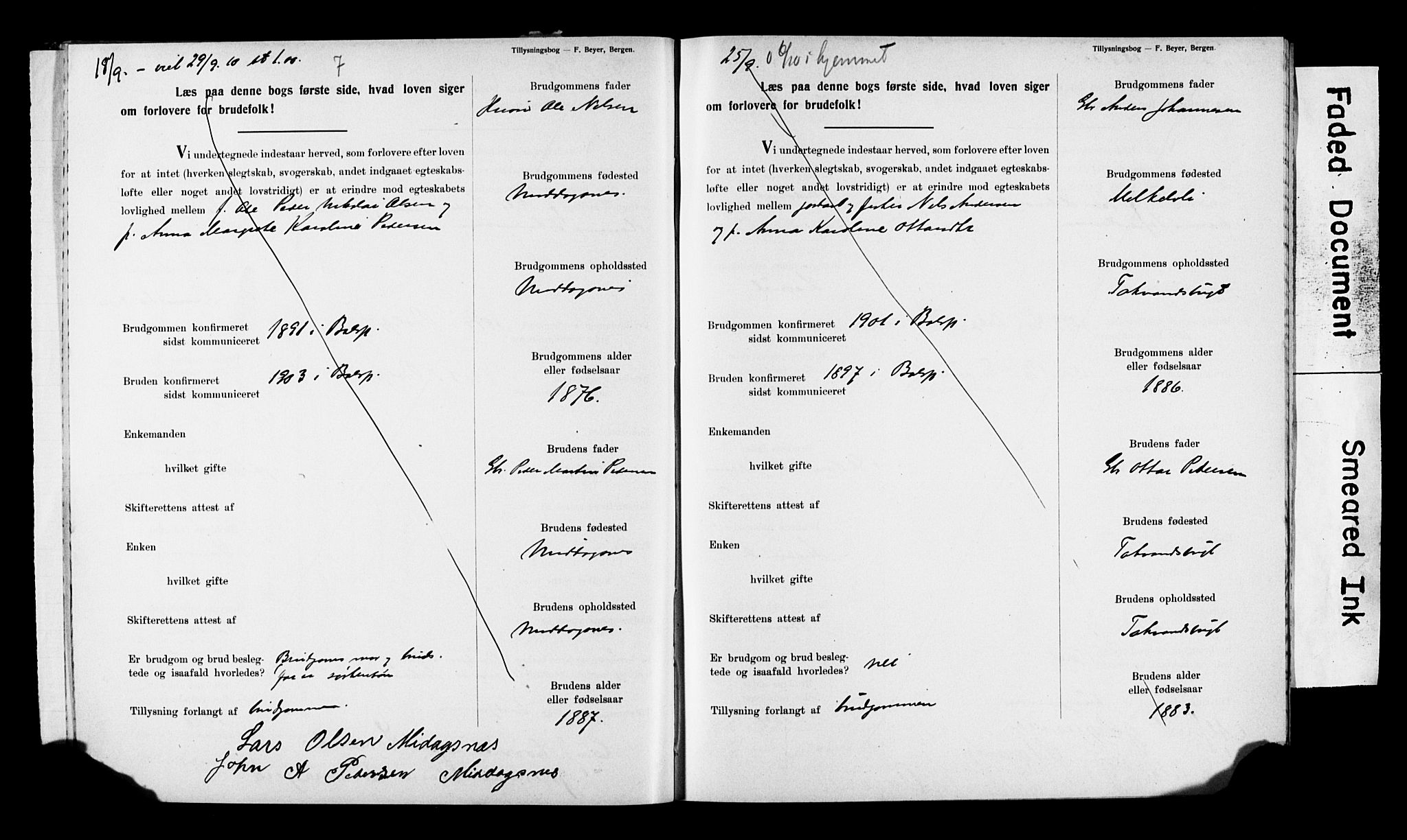 Balsfjord sokneprestembete, AV/SATØ-S-1303/H/Hd/L0032: Banns register no. 32, 1907-1910