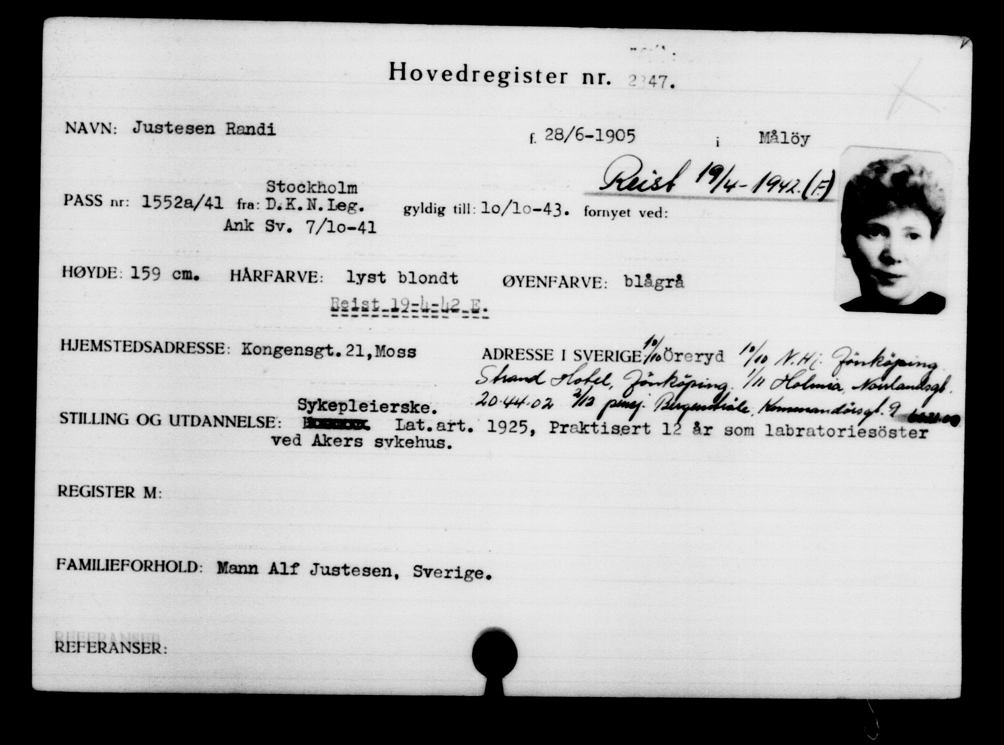 Utenriksstasjonene, Legasjonen i Stockholm, Flyktningkontoret, AV/RA-S-6753/V/Va/L0003: Kjesäterkartoteket, flyktninger med registreringsnr. 2001-3495, 1940-1945, p. 490