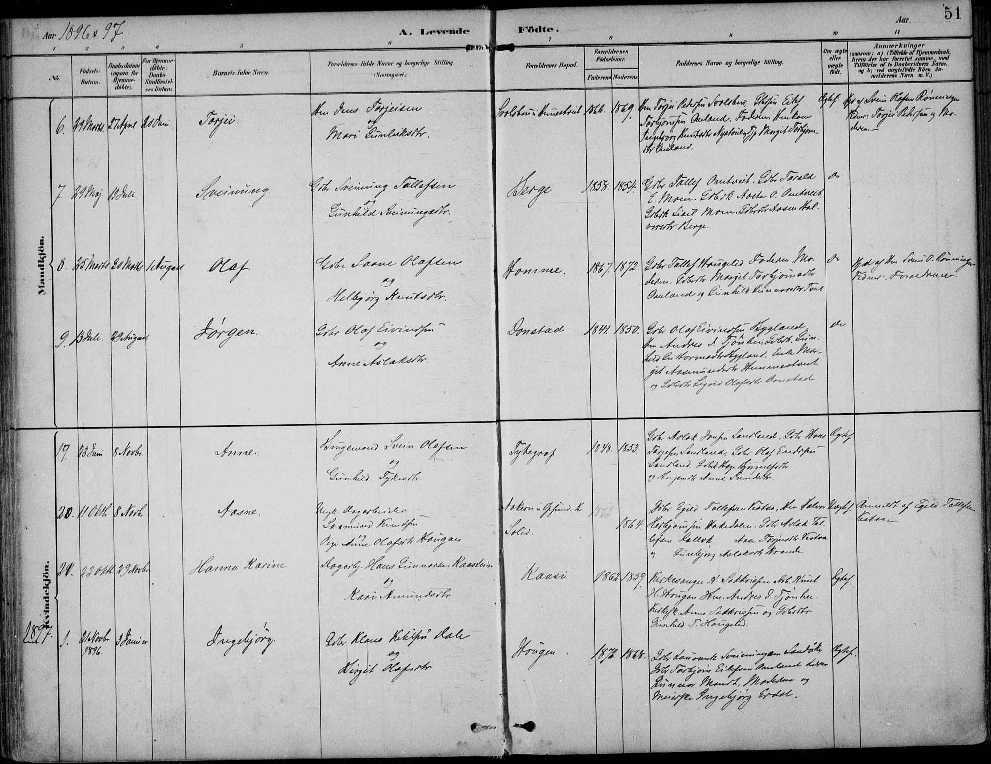 Kviteseid kirkebøker, AV/SAKO-A-276/F/Fb/L0002: Parish register (official) no. II 2, 1882-1916, p. 51