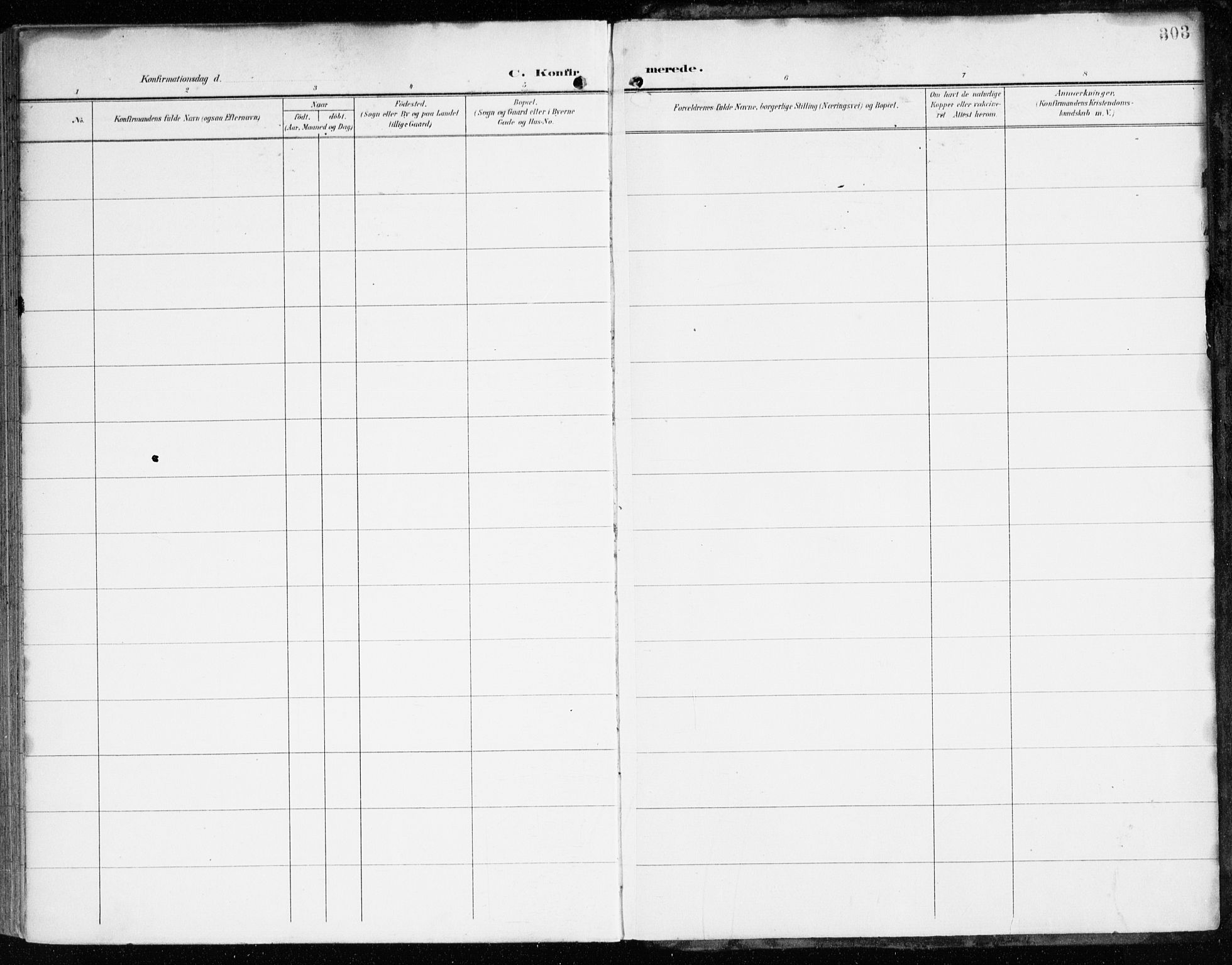 Domkirken sokneprestembete, SAB/A-74801/H/Haa/L0031: Parish register (official) no. C 6, 1898-1915, p. 303