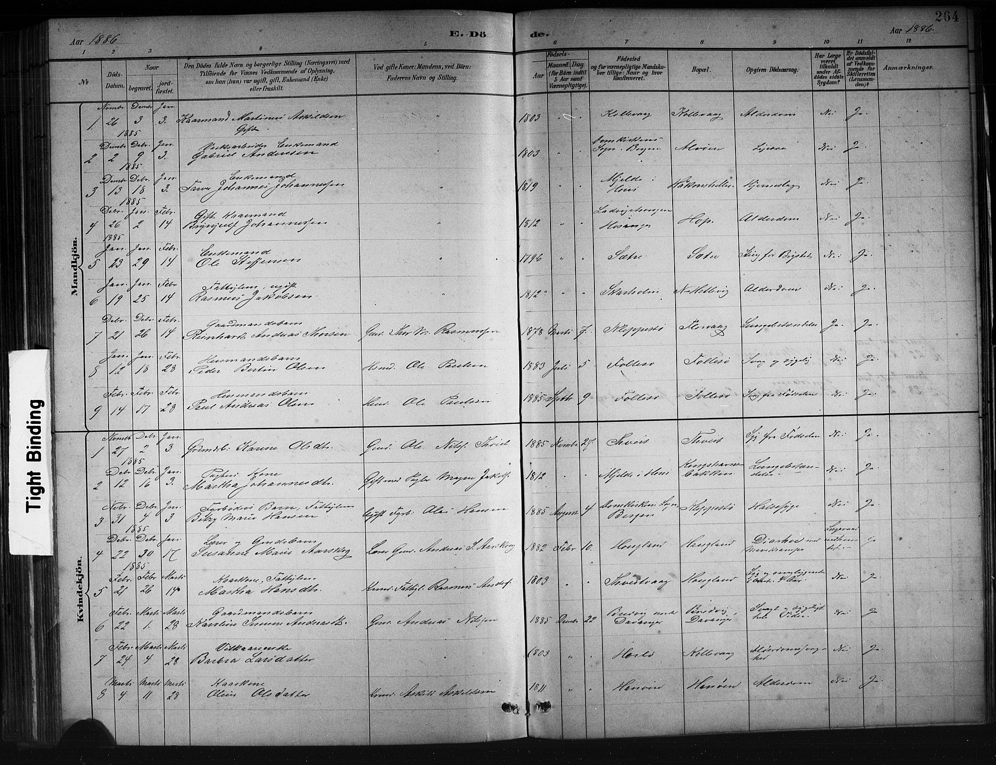 Askøy Sokneprestembete, SAB/A-74101/H/Ha/Hab/Haba/L0008: Parish register (copy) no. A 8, 1882-1893, p. 264