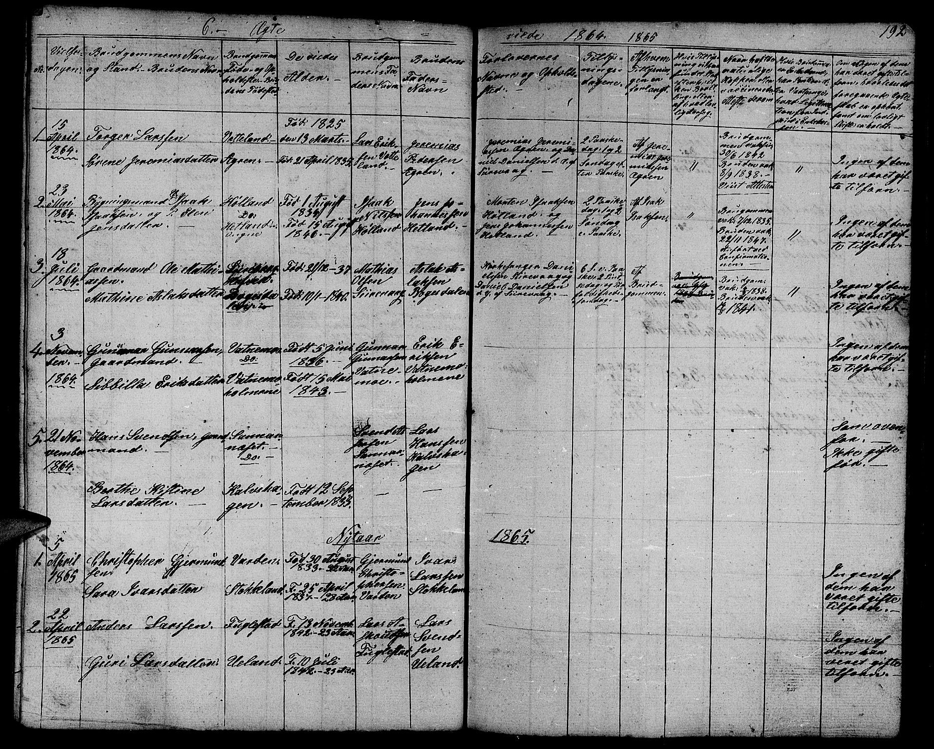 Eigersund sokneprestkontor, SAST/A-101807/S09/L0003: Parish register (copy) no. B 3, 1846-1875, p. 192