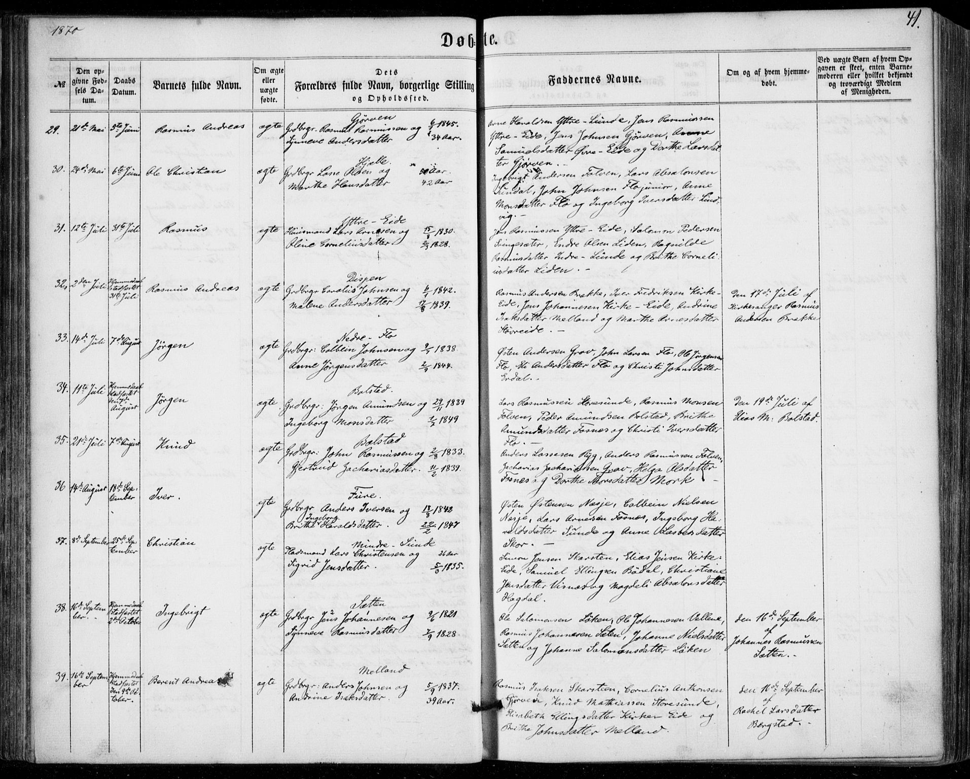 Stryn Sokneprestembete, SAB/A-82501: Parish register (official) no. A 3, 1862-1877, p. 41